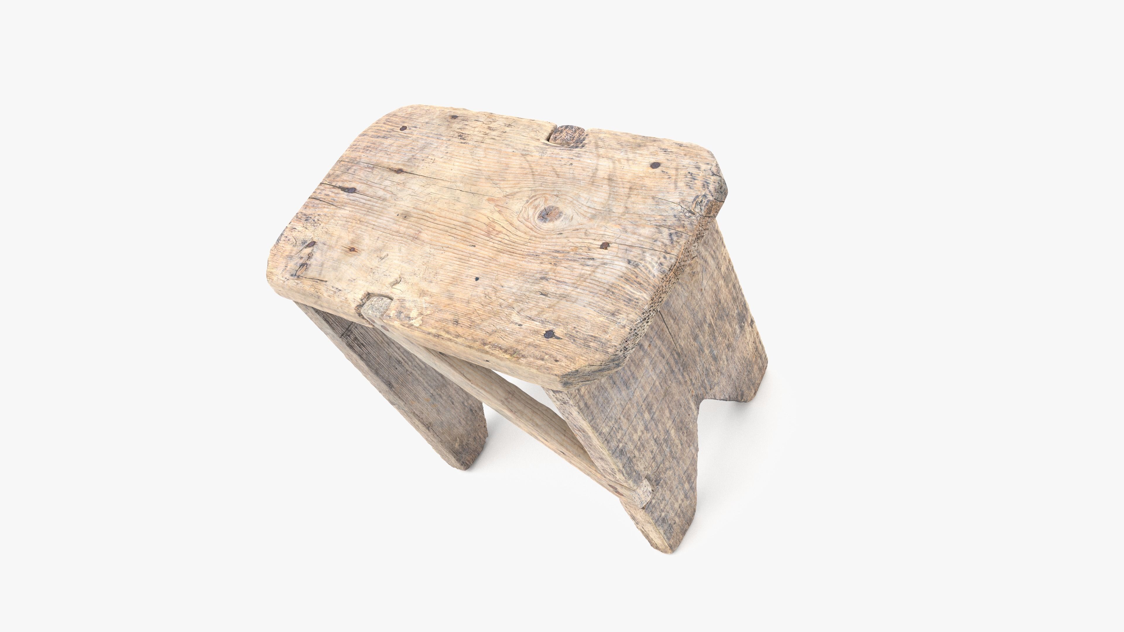 Bench Small Low-poly 3D model_1