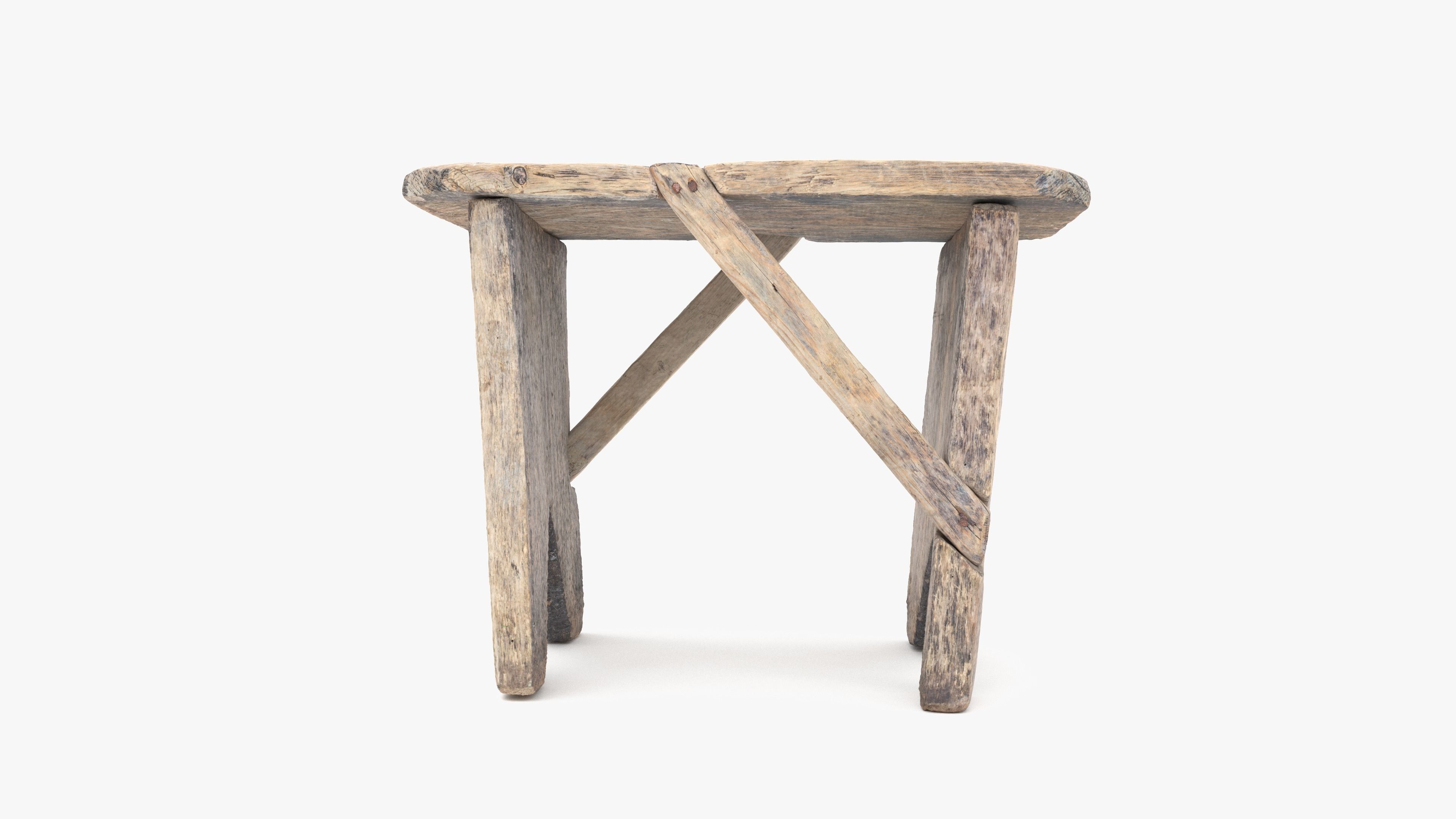 Bench Small Low-poly 3D model_5