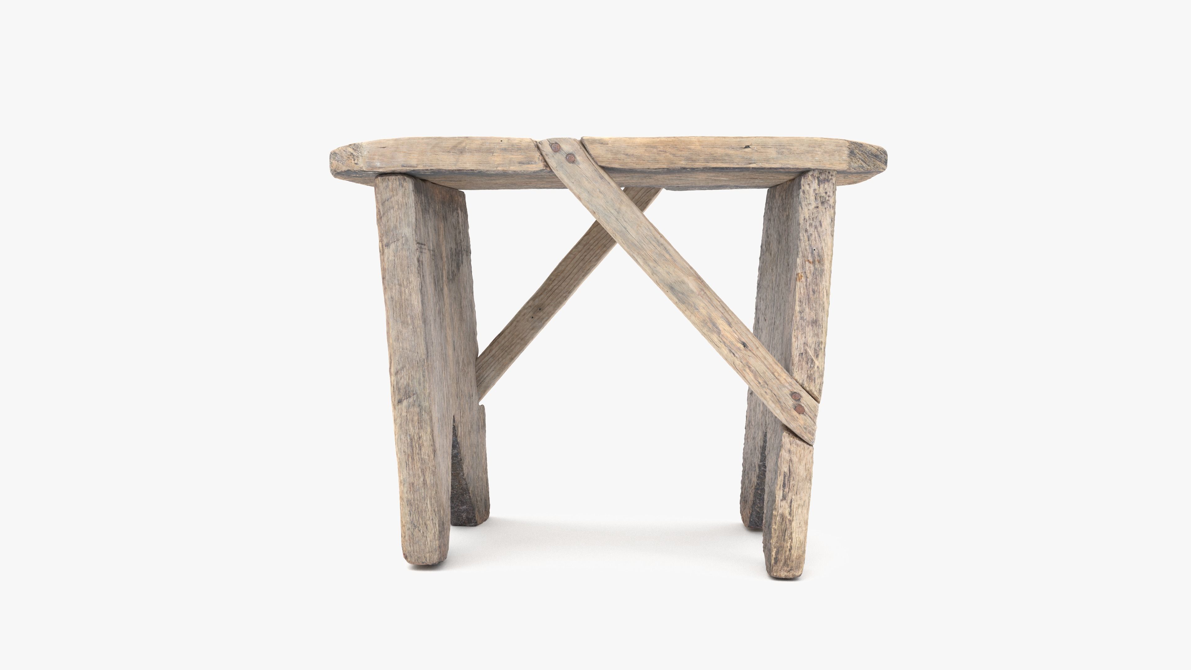 Bench Small Low-poly 3D model_4