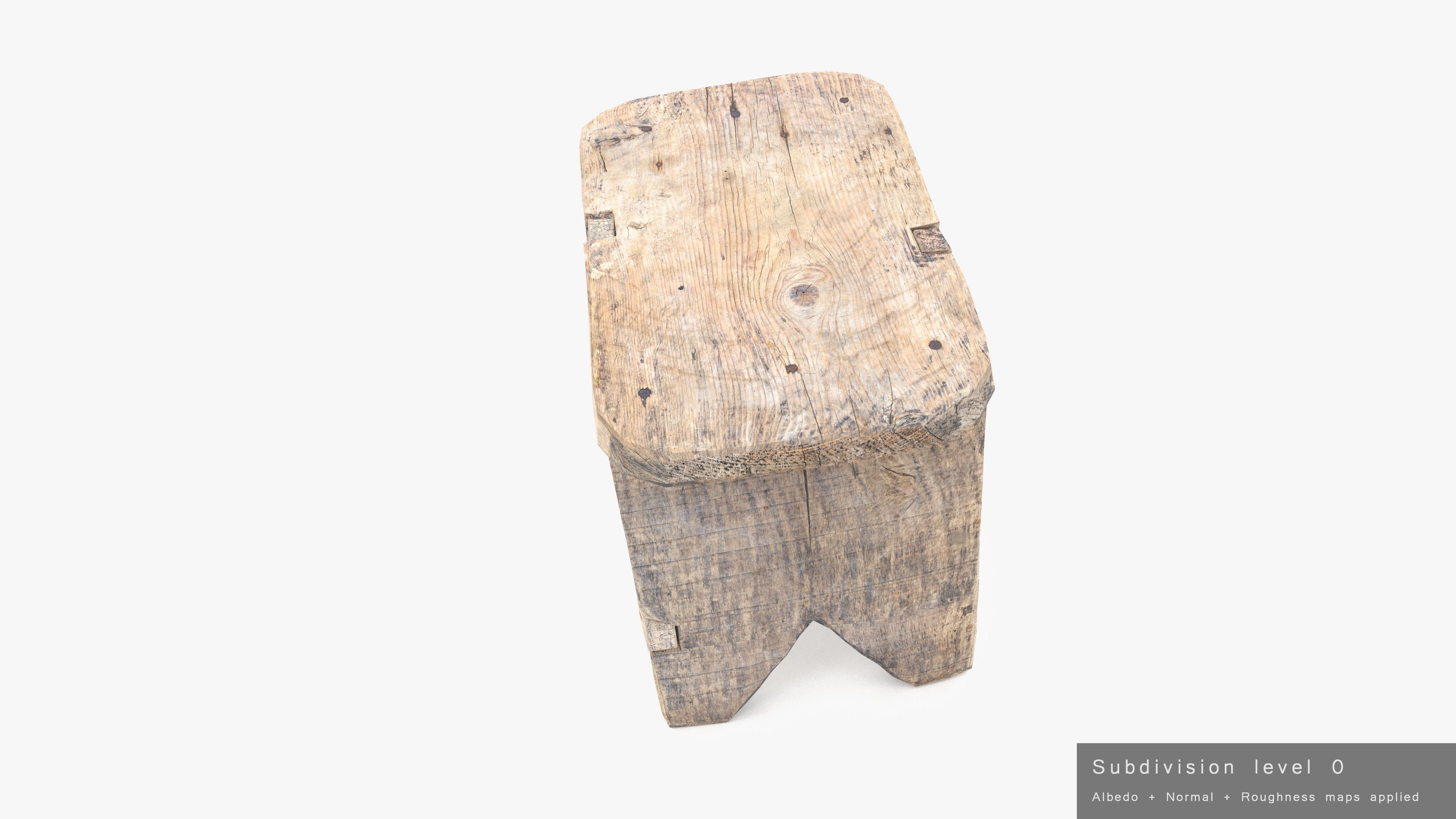 Bench Small Low-poly 3D model_25