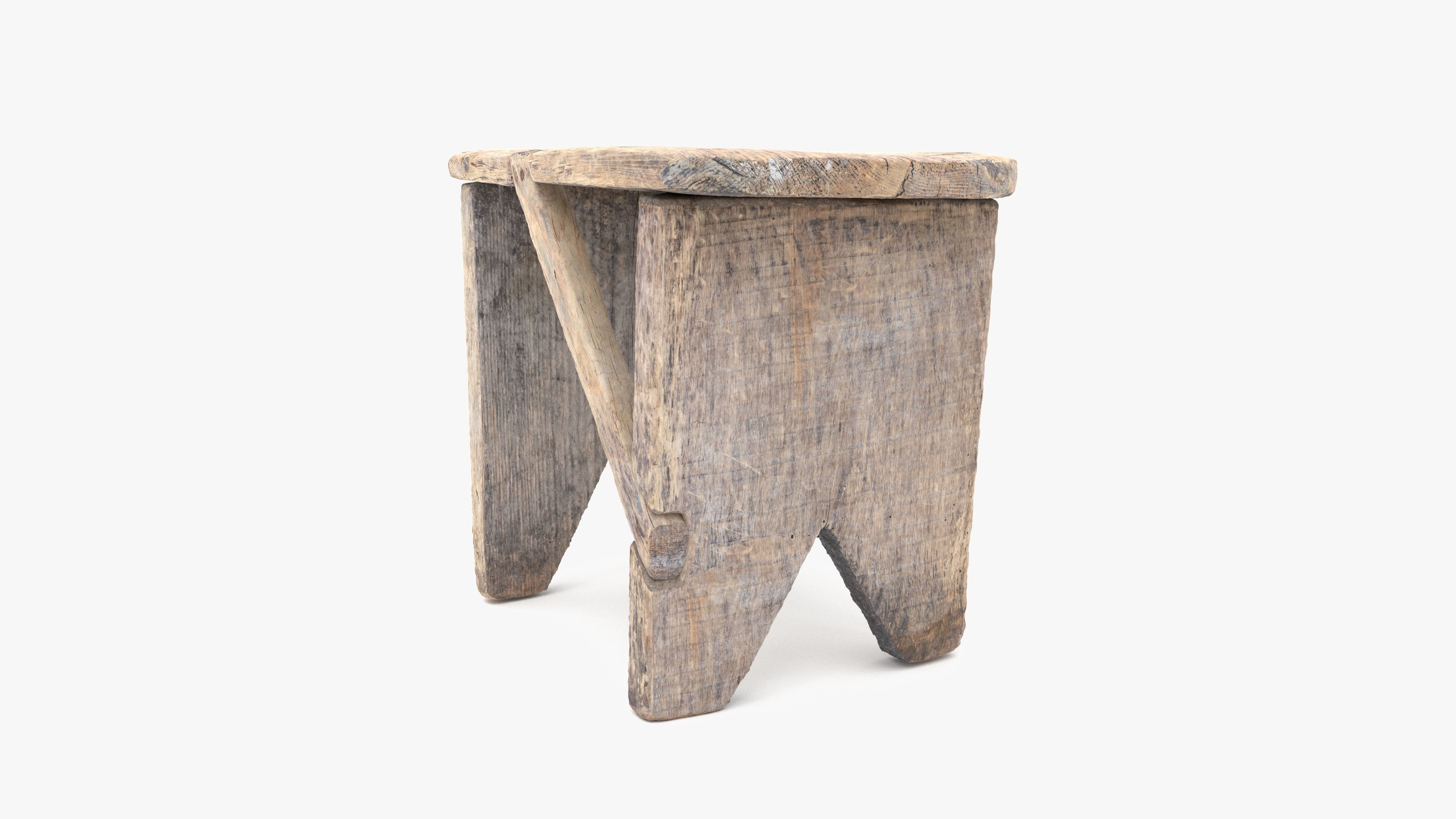 Bench Small Low-poly 3D model_7