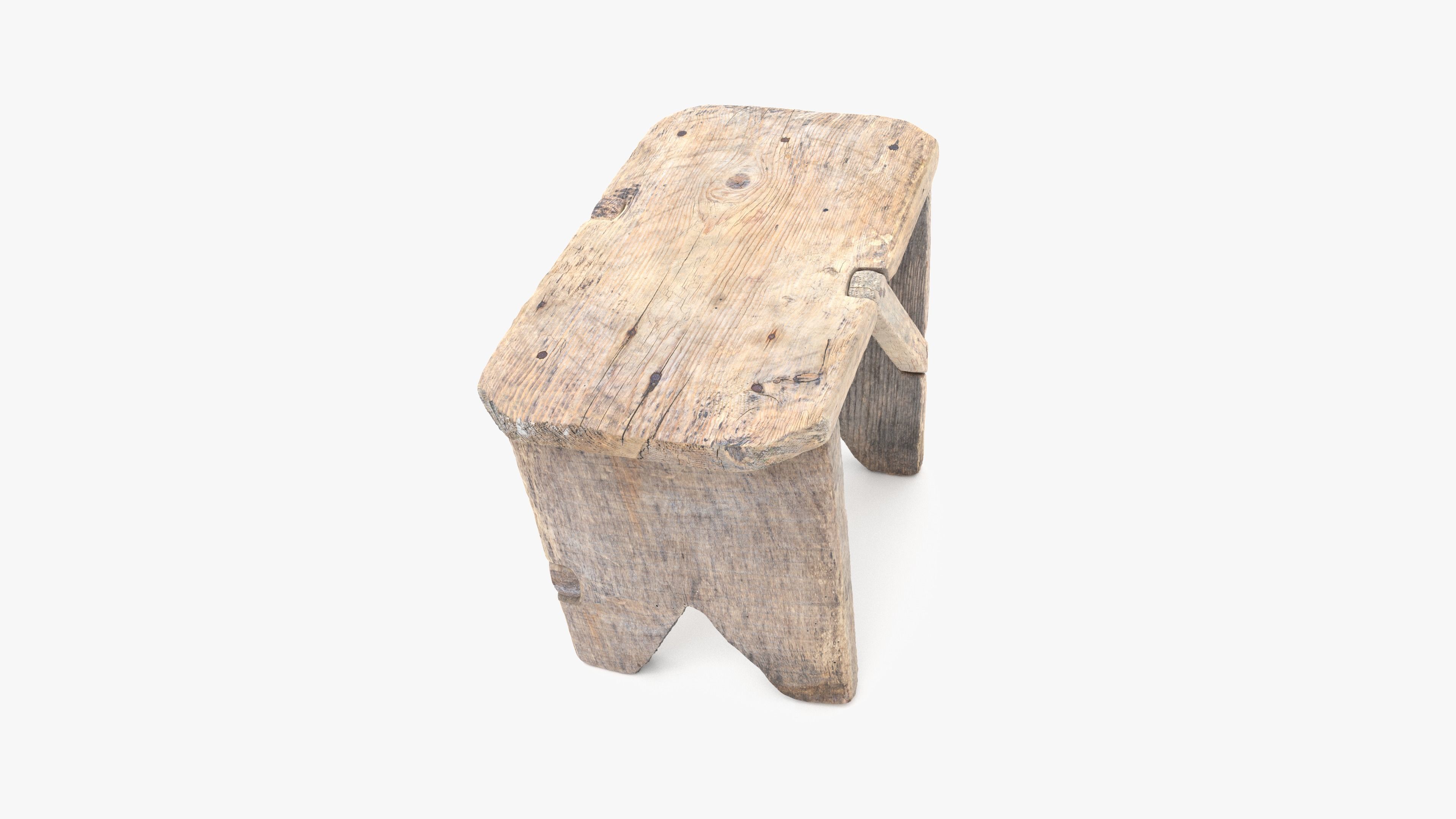 Bench Small Low-poly 3D model_2