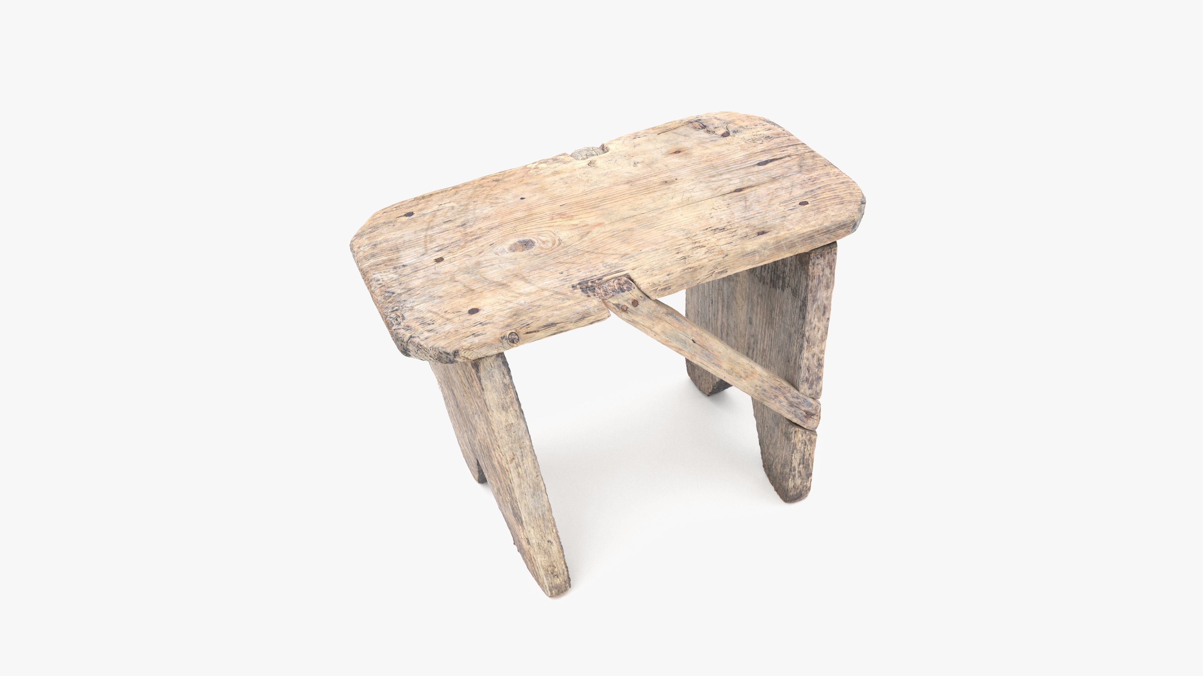 Bench Small Low-poly 3D model_3