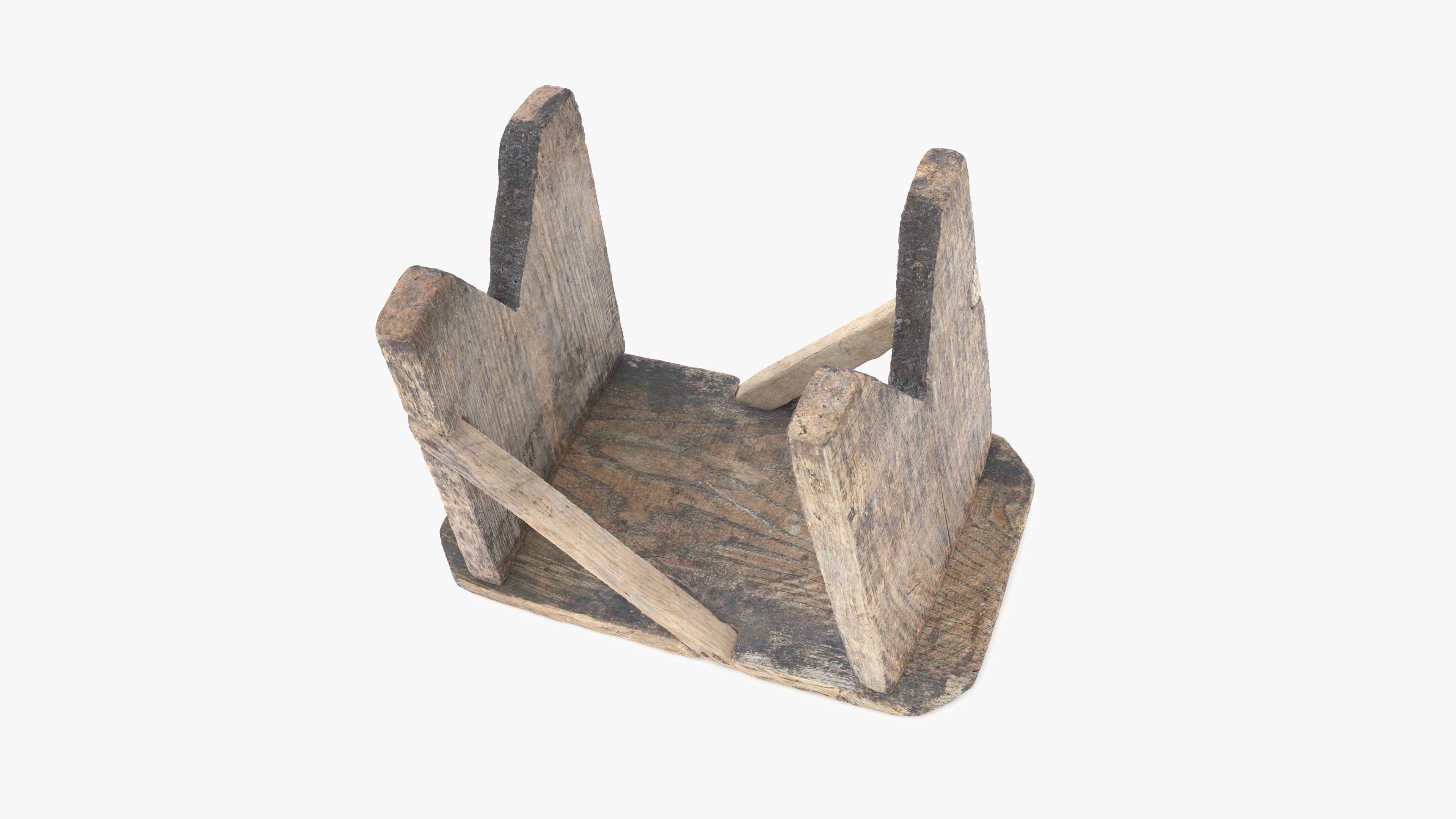 Bench Small Low-poly 3D model_12