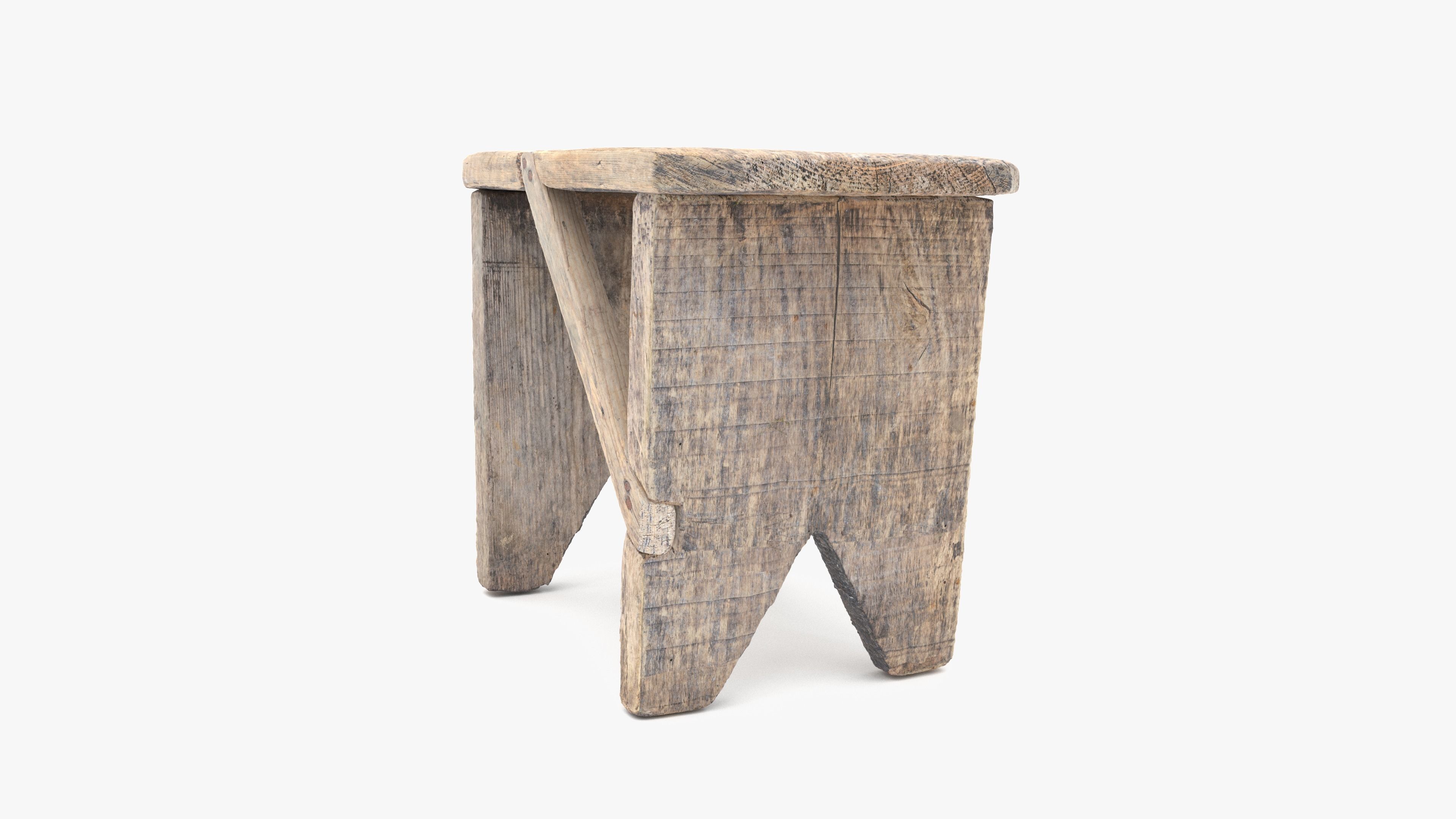 Bench Small Low-poly 3D model_6