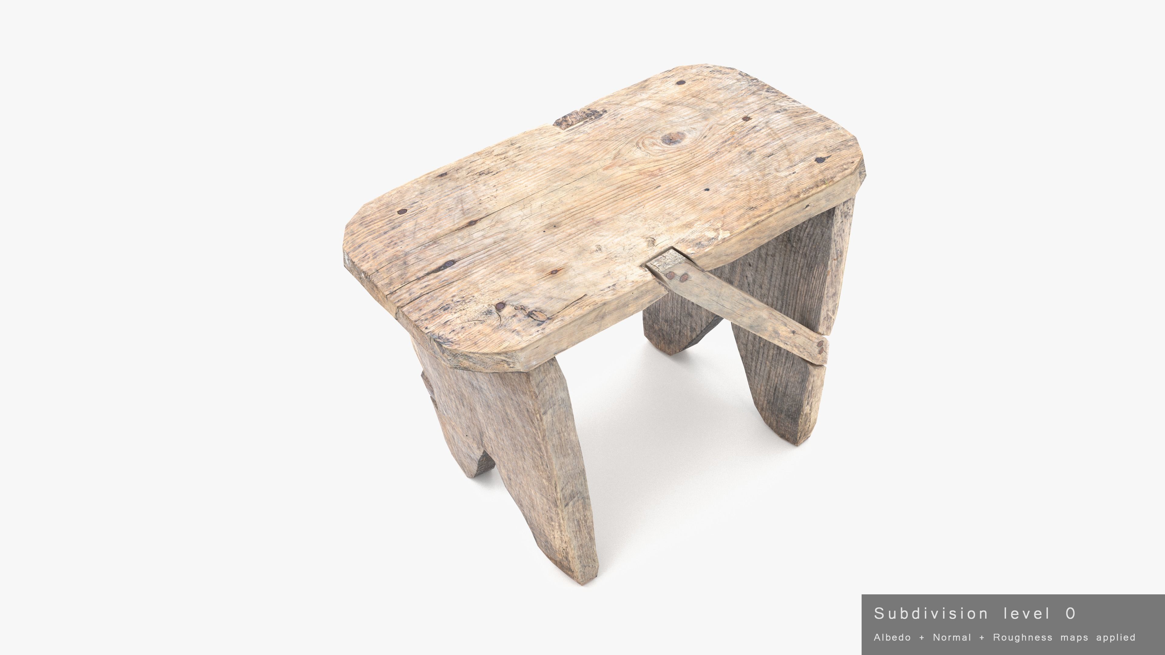 Bench Small Low-poly 3D model_21