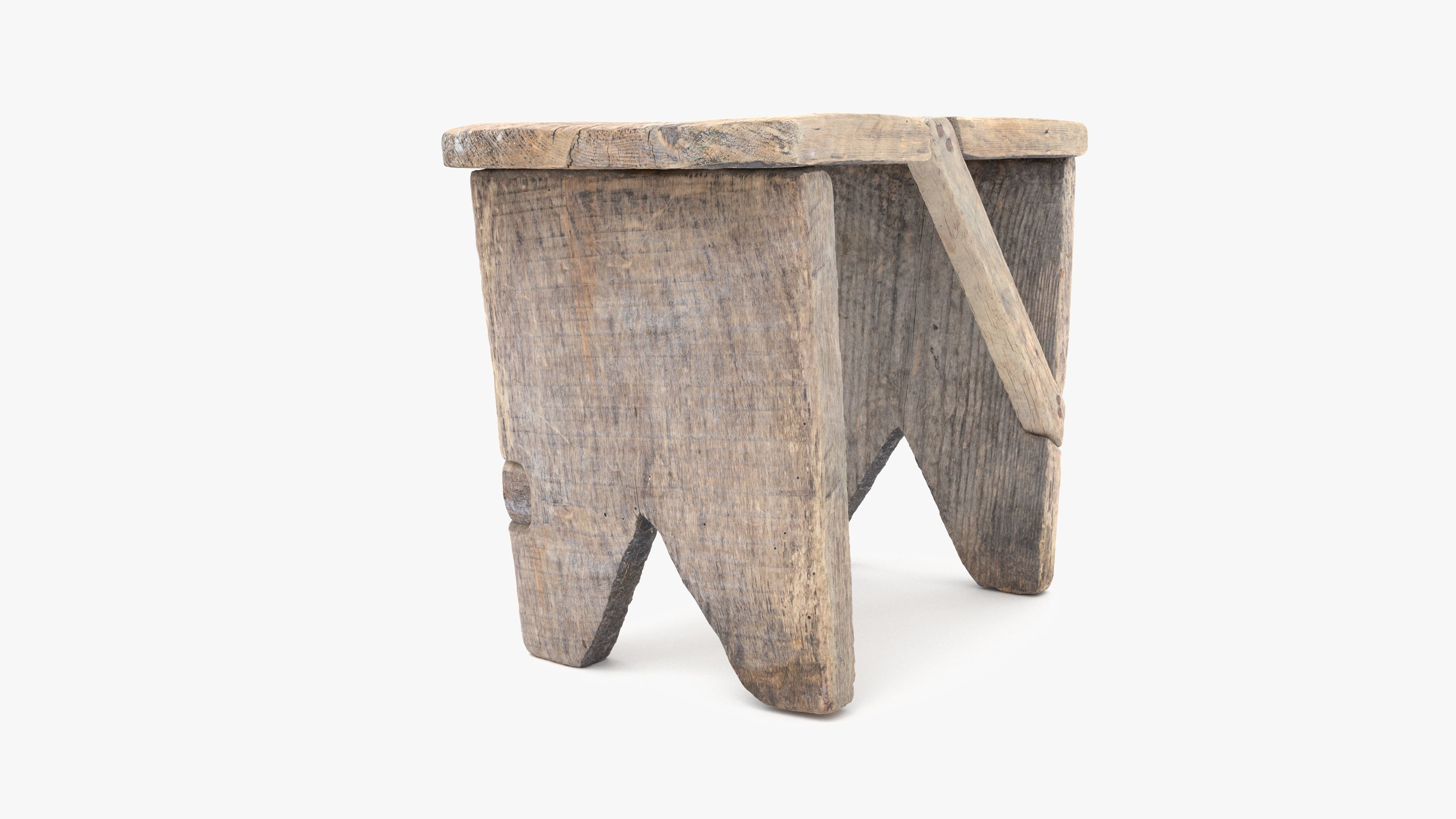 Bench Small Low-poly 3D model_8