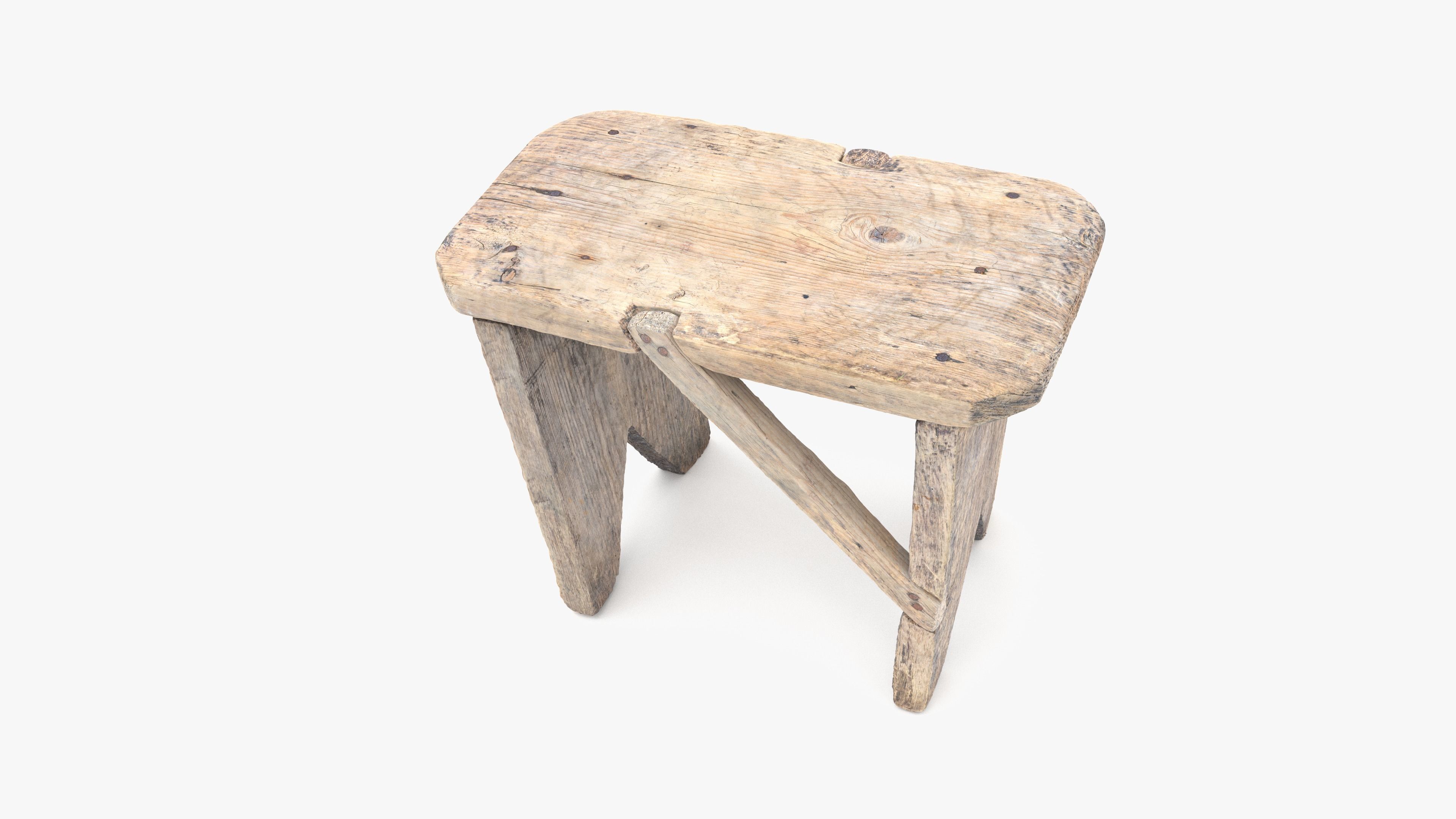 Bench Small Low-poly 3D model_13