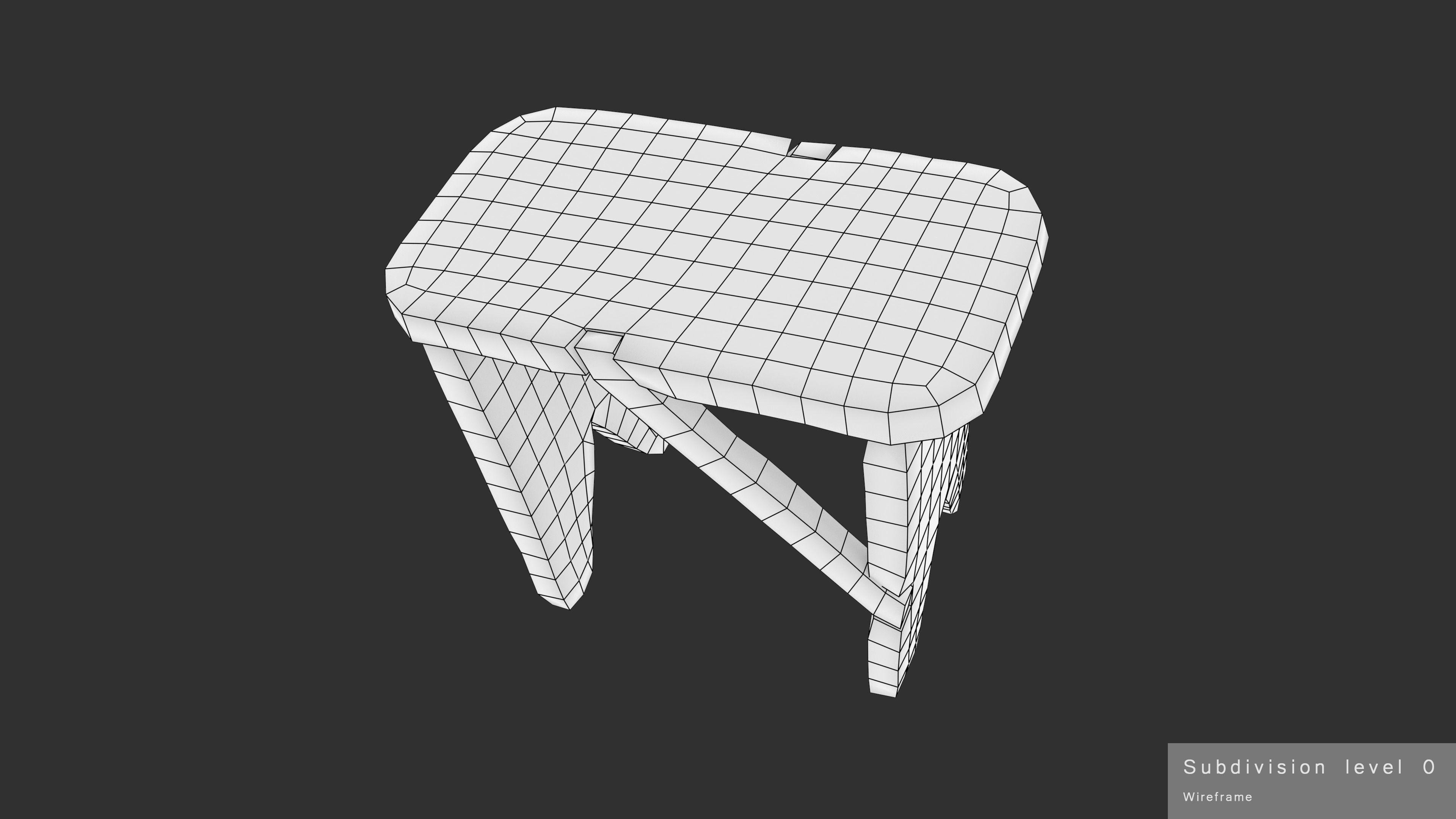 Bench Small Low-poly 3D model_26