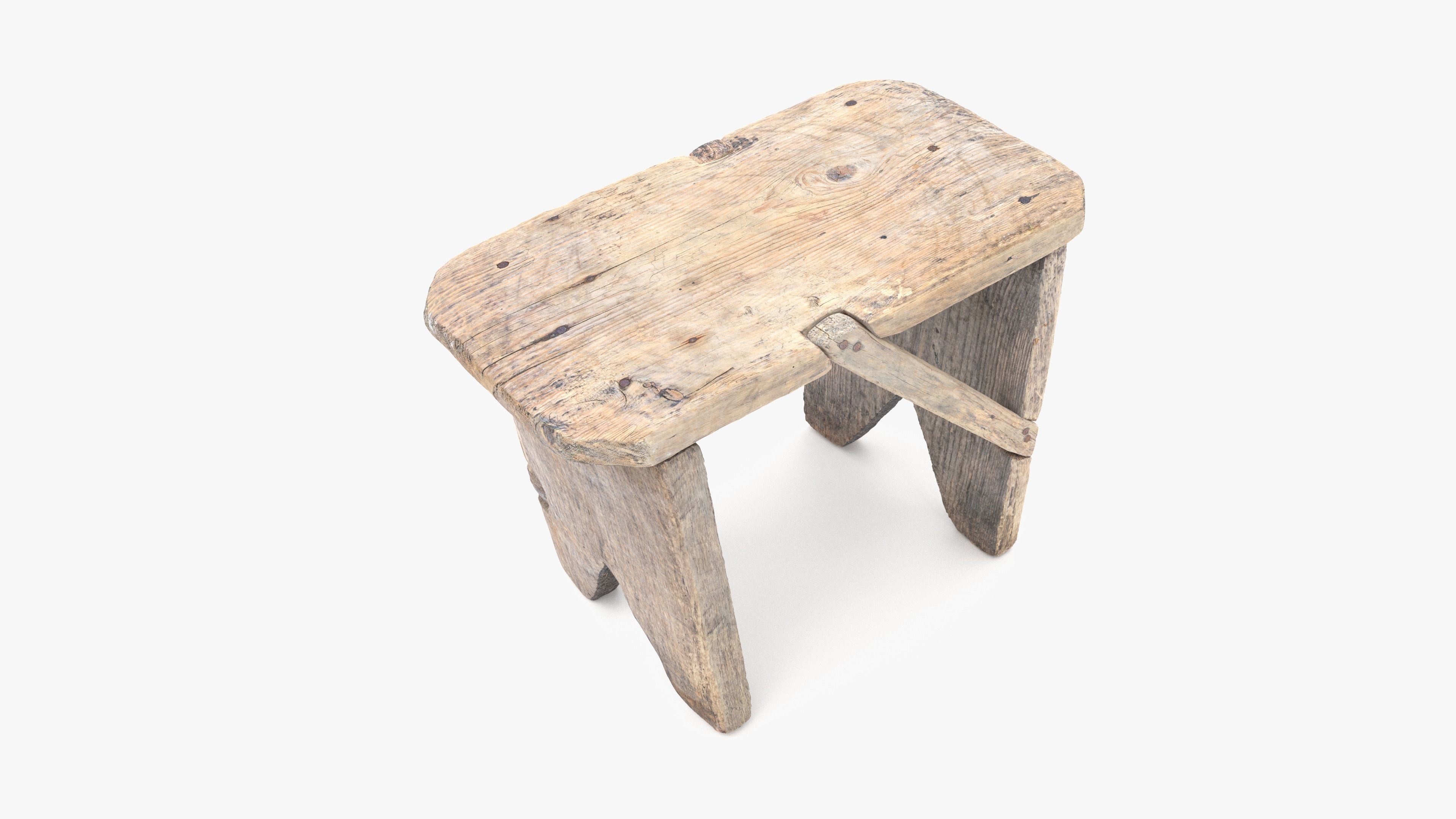 Bench Small Low-poly 3D model_14