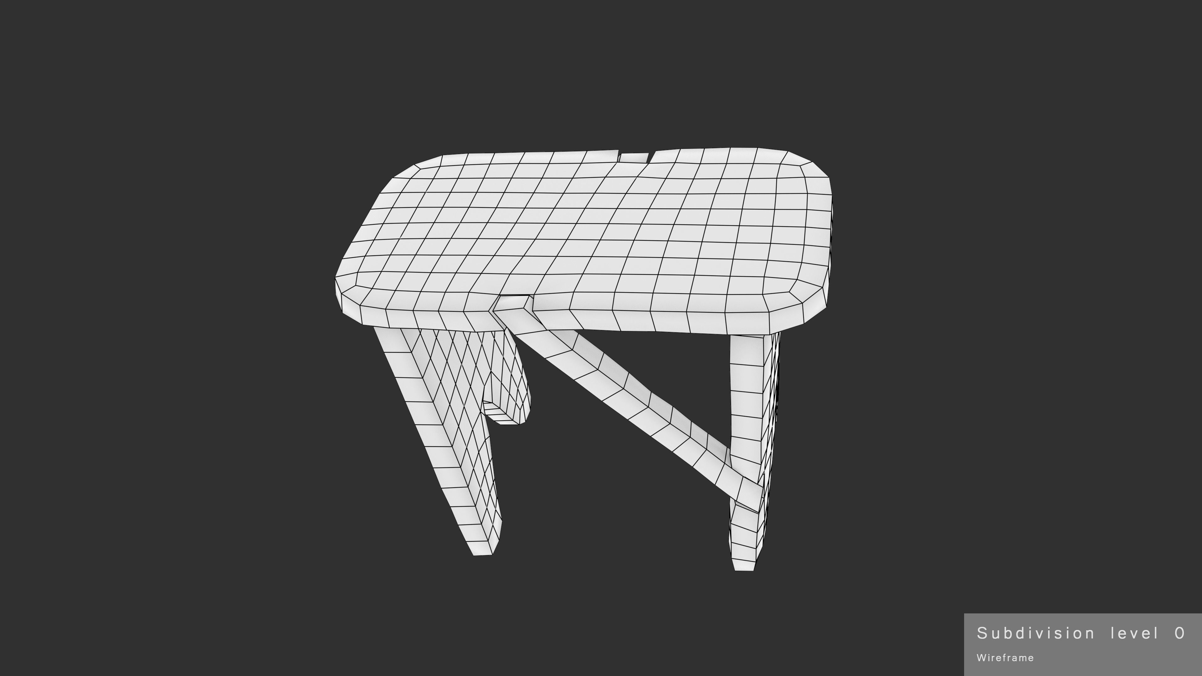 Bench Small Low-poly 3D model_28
