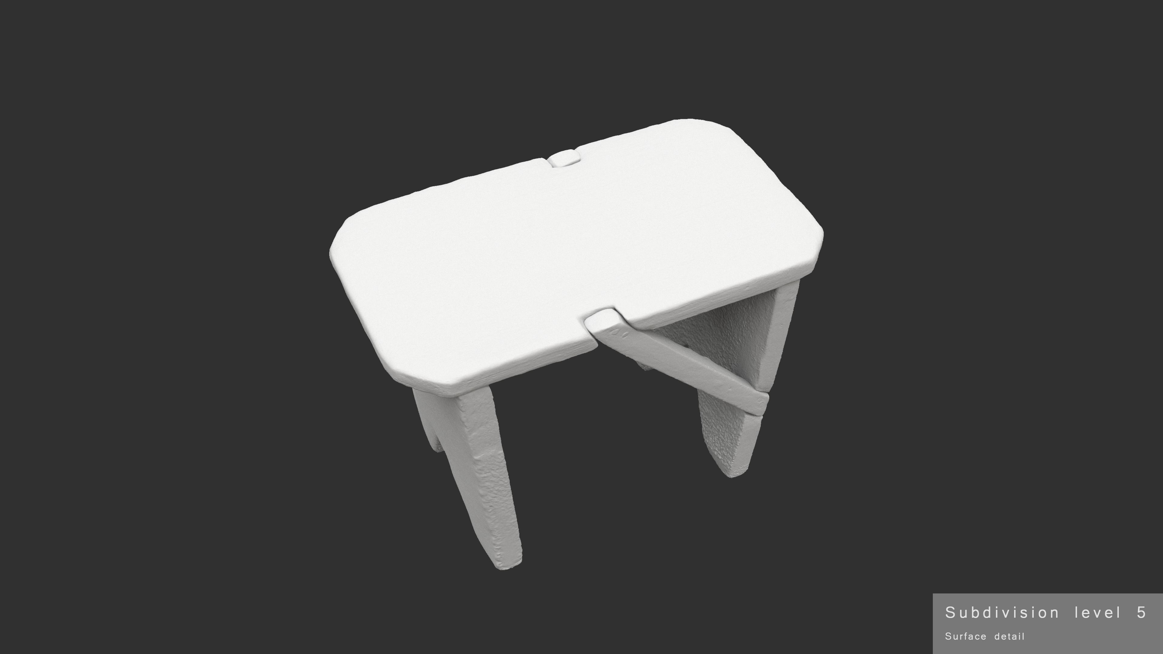 Bench Small Low-poly 3D model_19