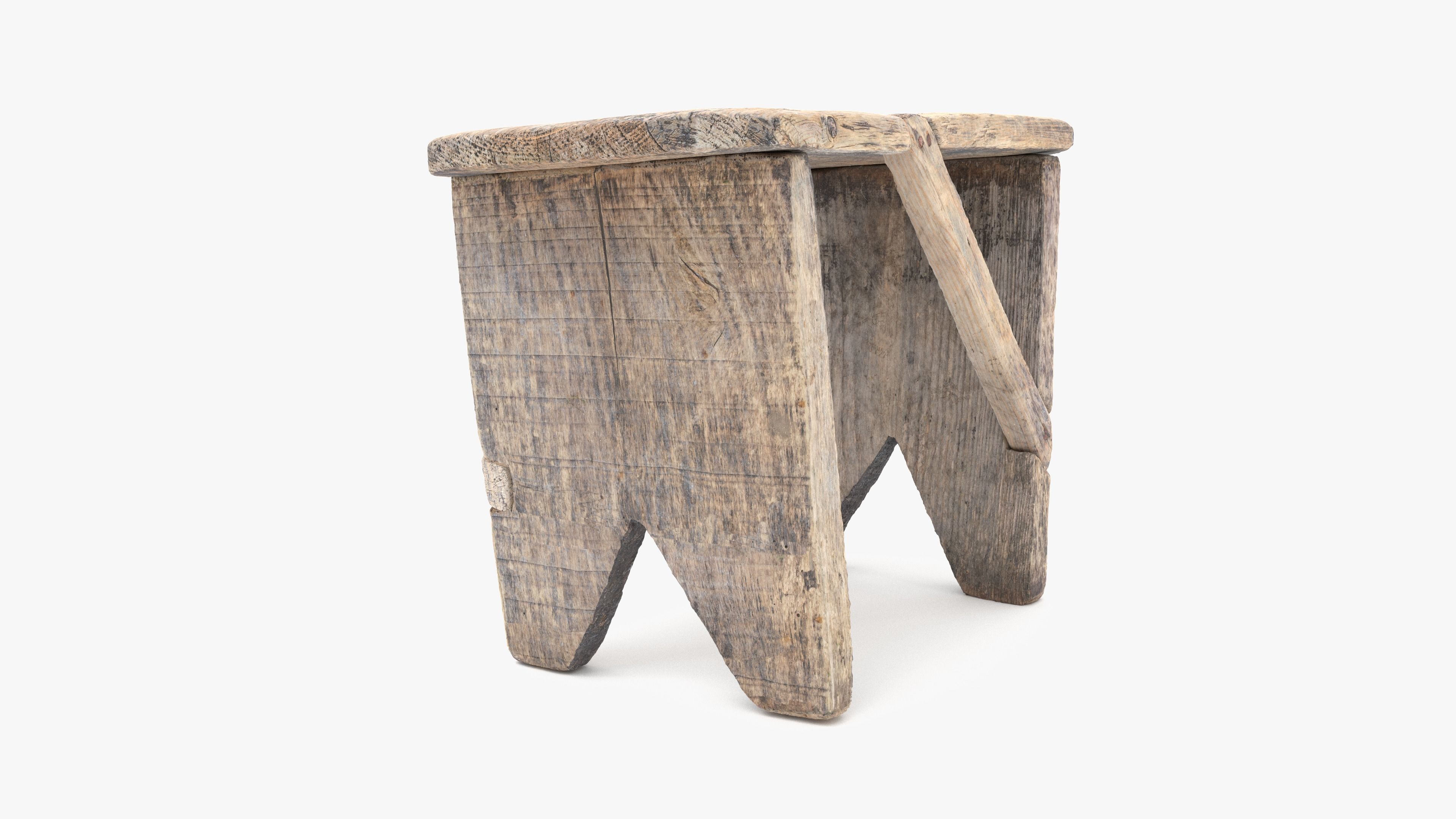 Bench Small Low-poly 3D model_9