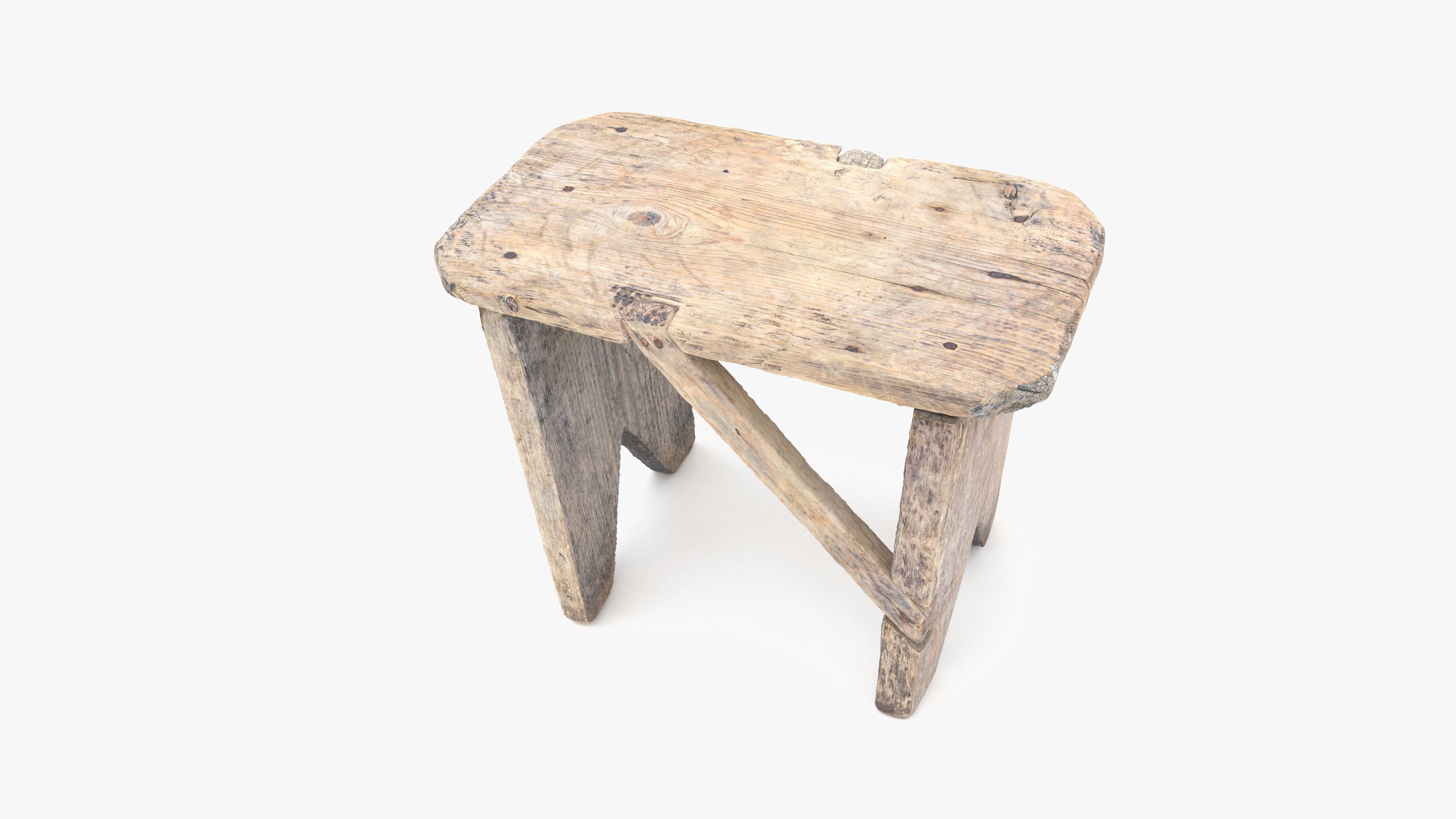 Bench Small Low-poly 3D model_16