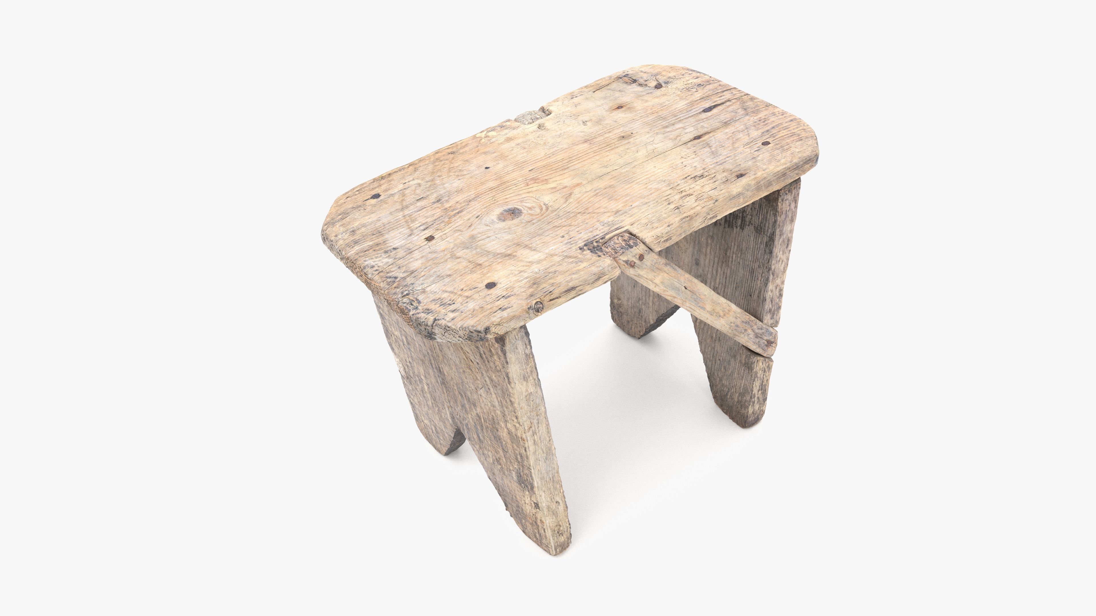 Bench Small Low-poly 3D model_17