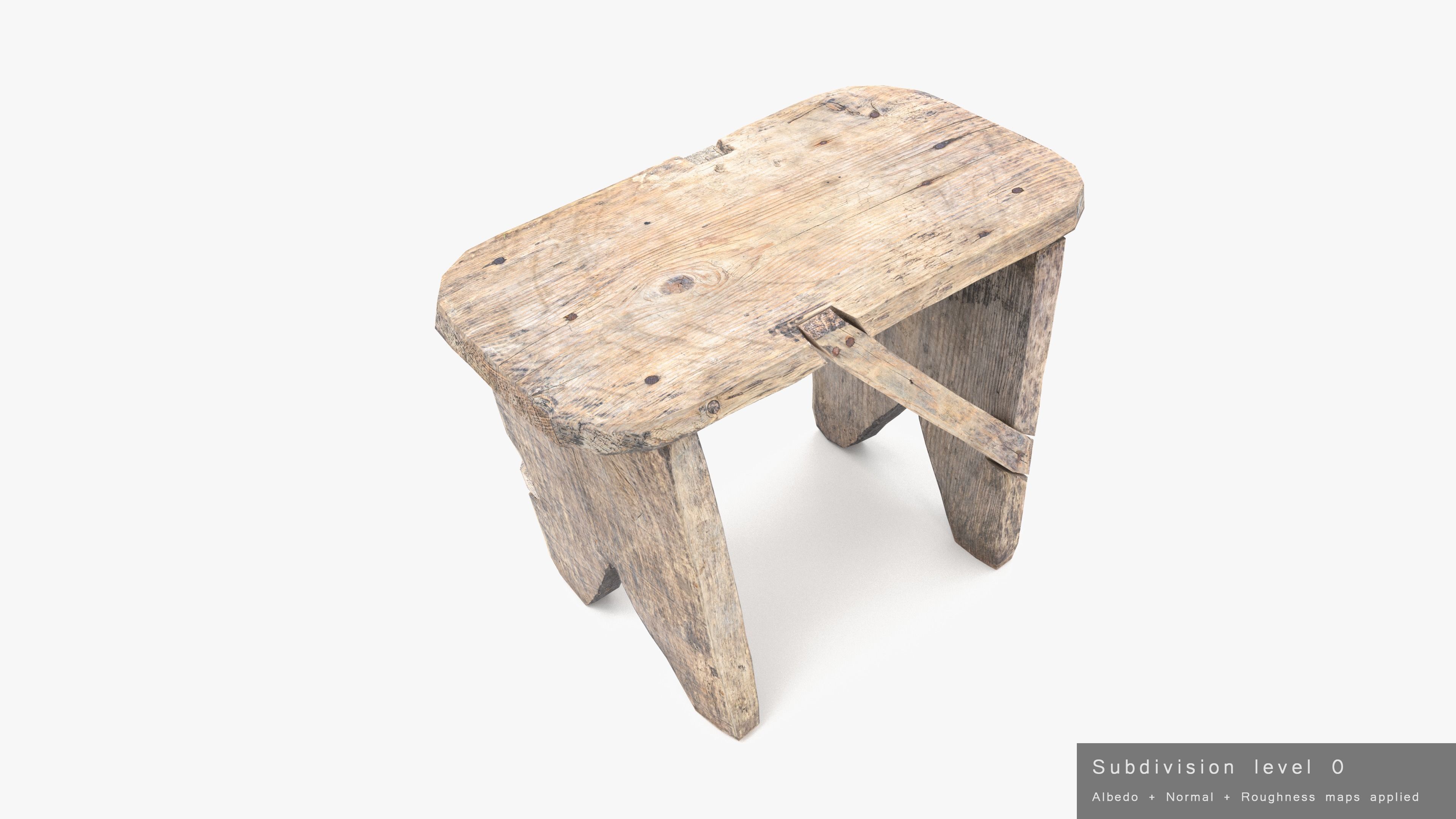 Bench Small Low-poly 3D model_24