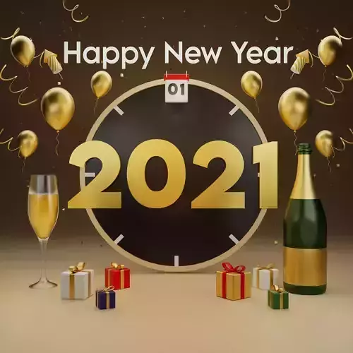 3D Illustration - Happy new year 2021