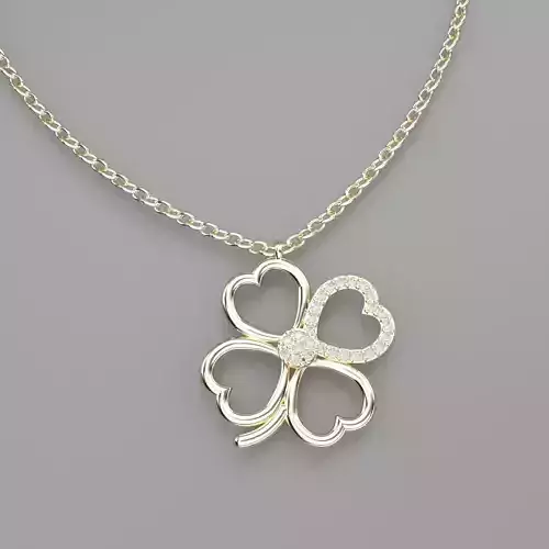 pendant clover with diamonds on gold chain
