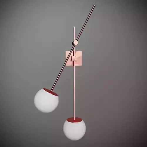 Lamp 3 model wall with two balls hanging from it