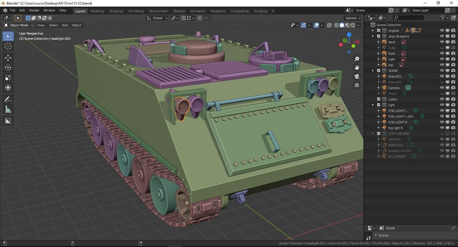 M113 APC tank   Low-poly 3D model_10