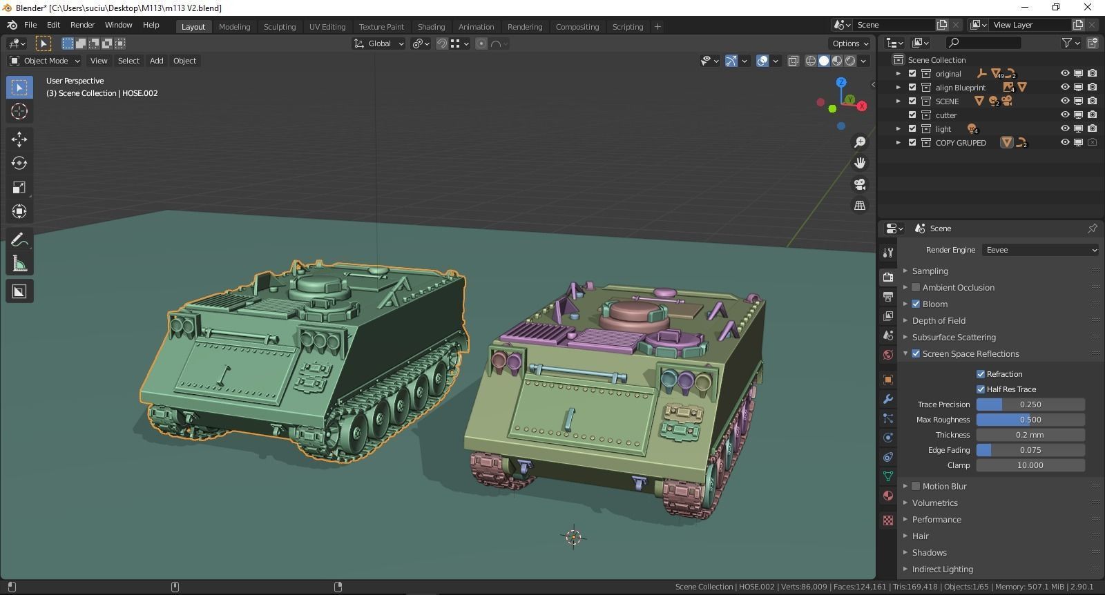 M113 APC tank   Low-poly 3D model_18