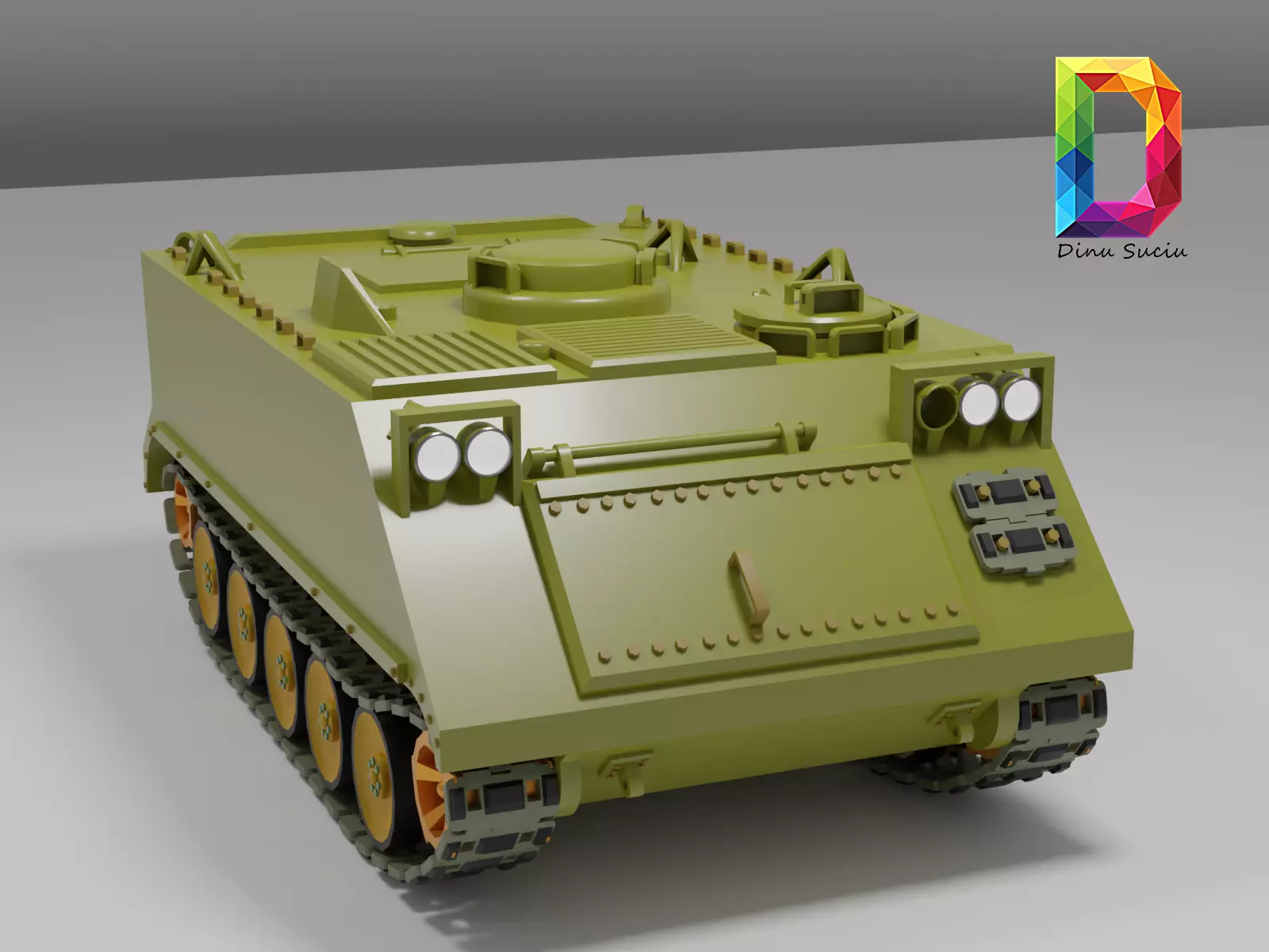 M113 APC tank   Low-poly 3D model_0