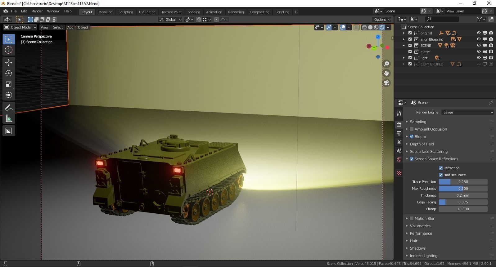M113 APC tank   Low-poly 3D model_7