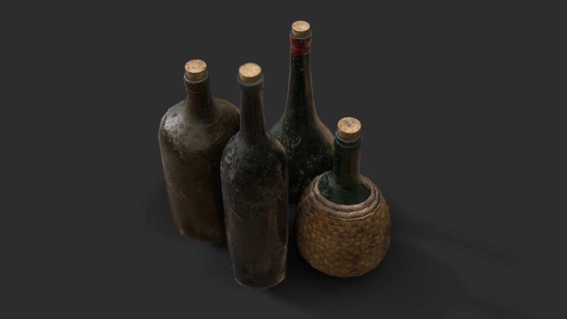 Old Rum Bottles Low-poly 3D model_12