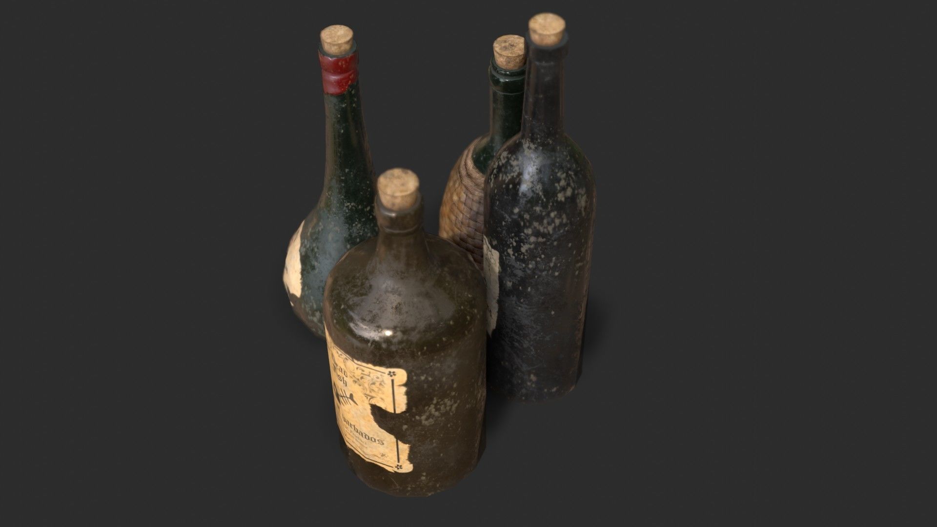Old Rum Bottles Low-poly 3D model_11