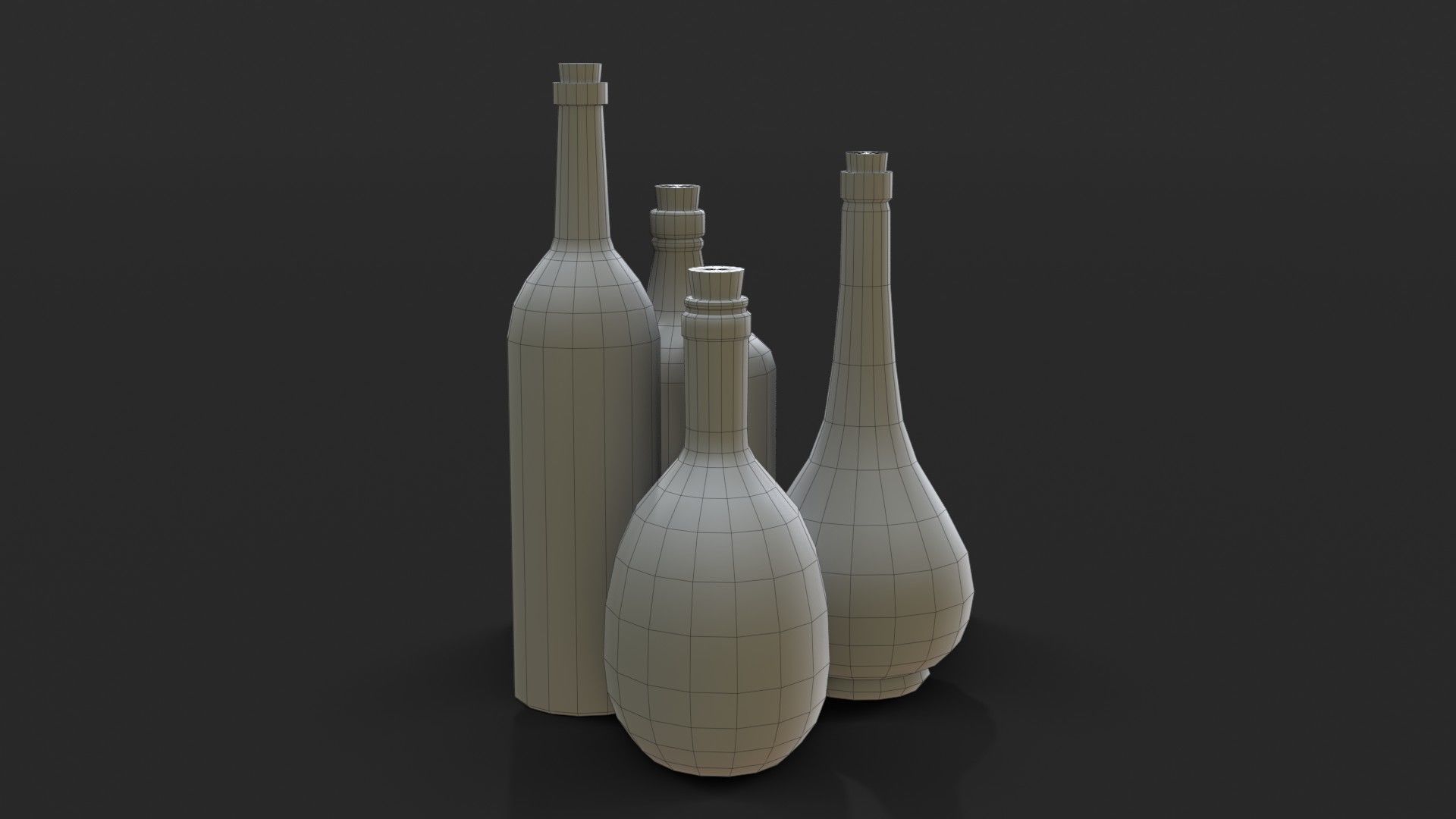 Old Rum Bottles Low-poly 3D model_21