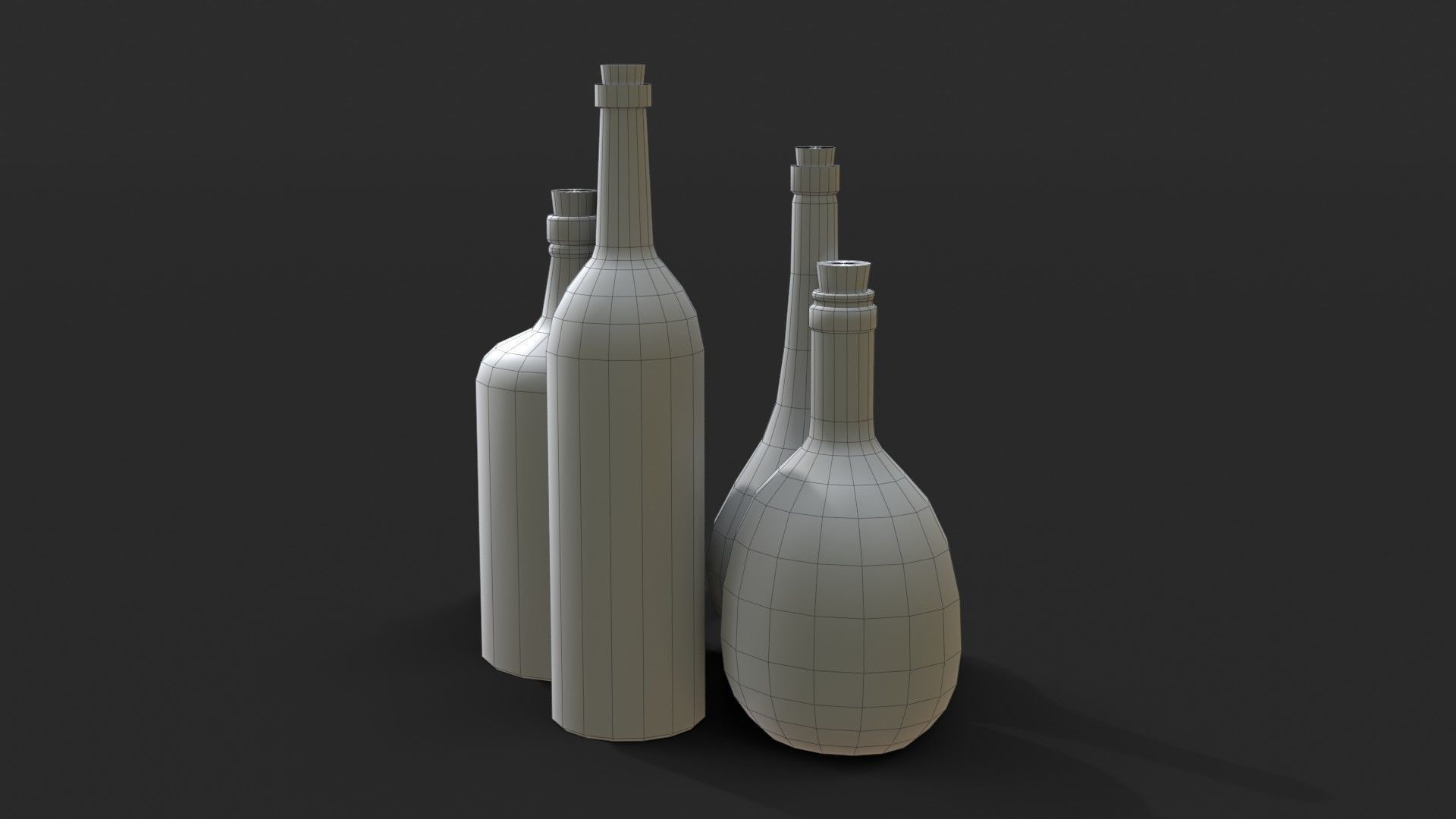 Old Rum Bottles Low-poly 3D model_20