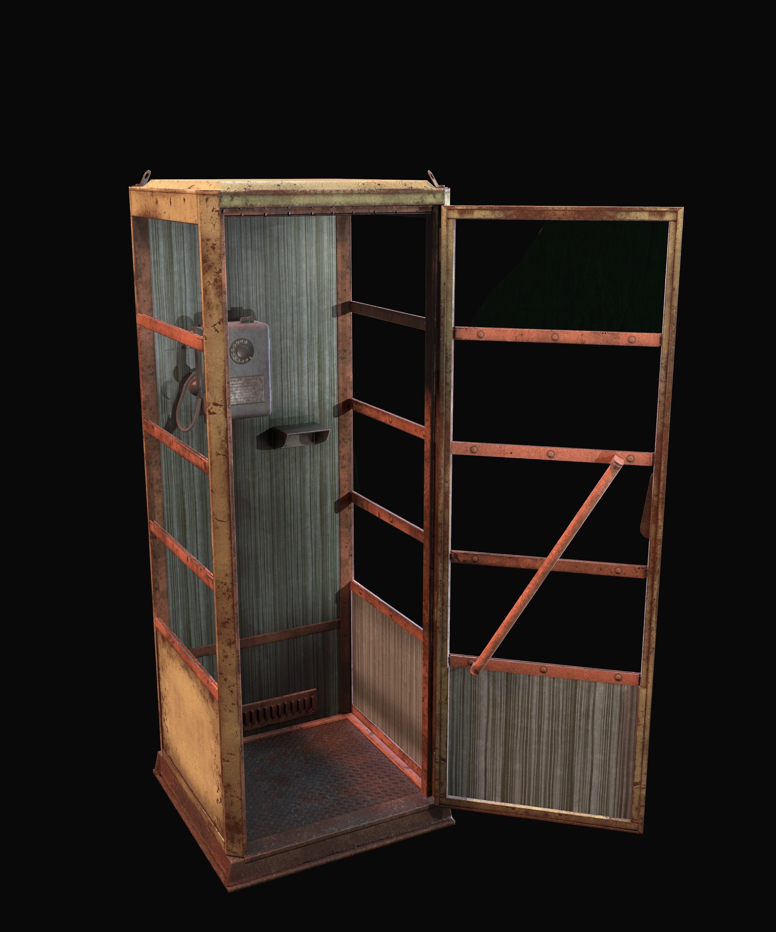 Soviet phone booth Game Ready PBR Low-poly 3D model_5