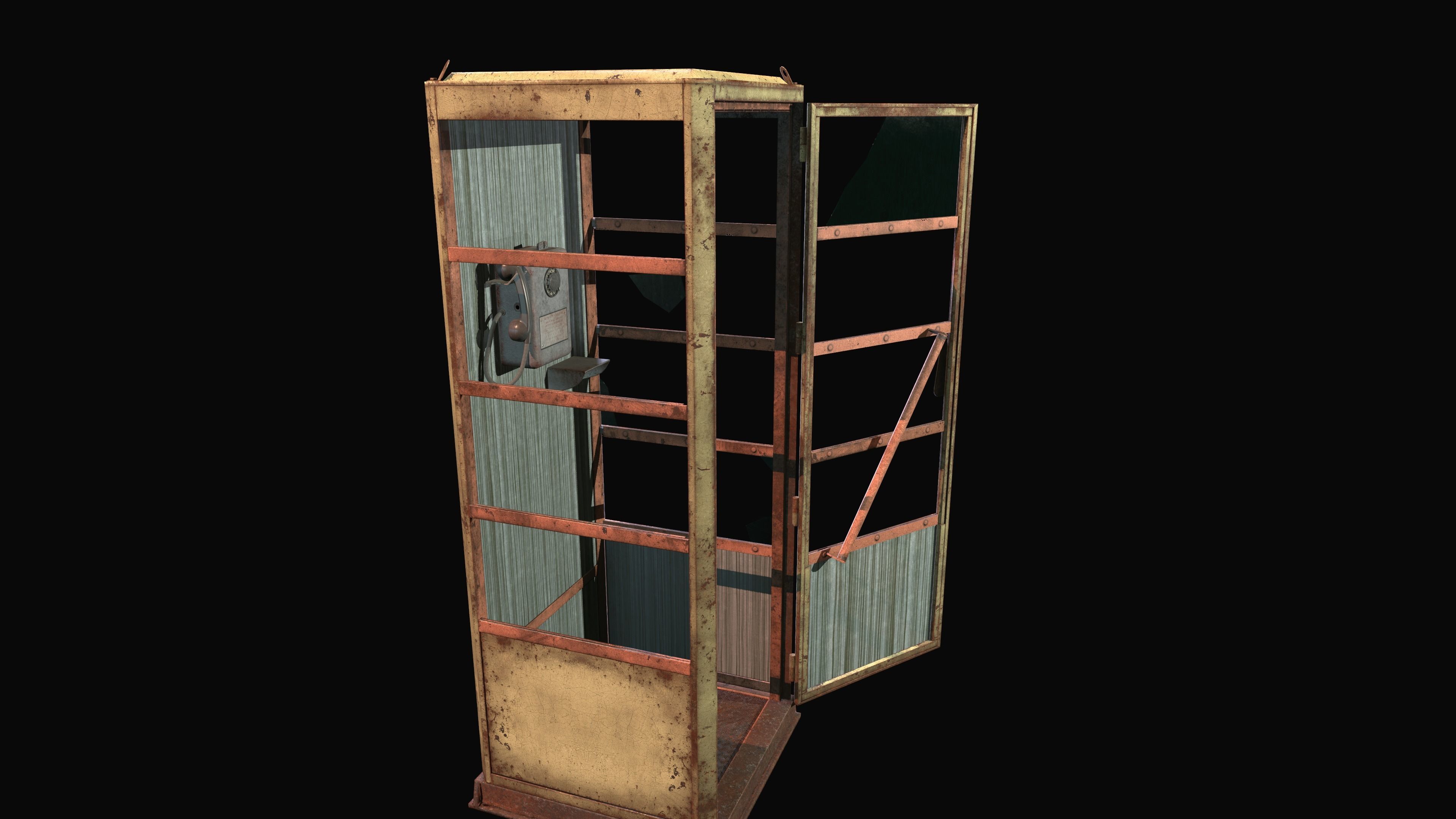 Soviet phone booth Game Ready PBR Low-poly 3D model_2