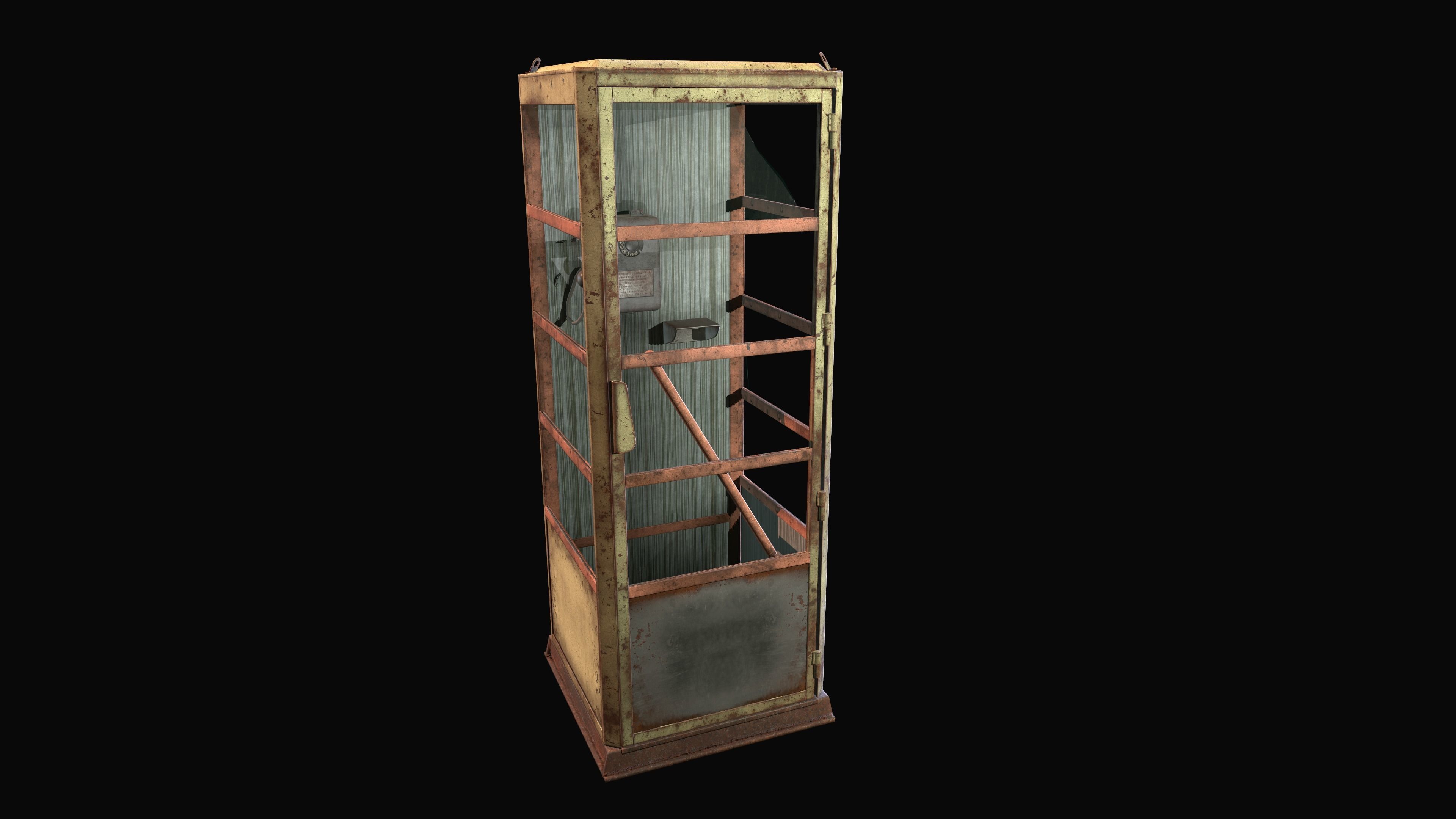 Soviet phone booth Game Ready PBR Low-poly 3D model_3