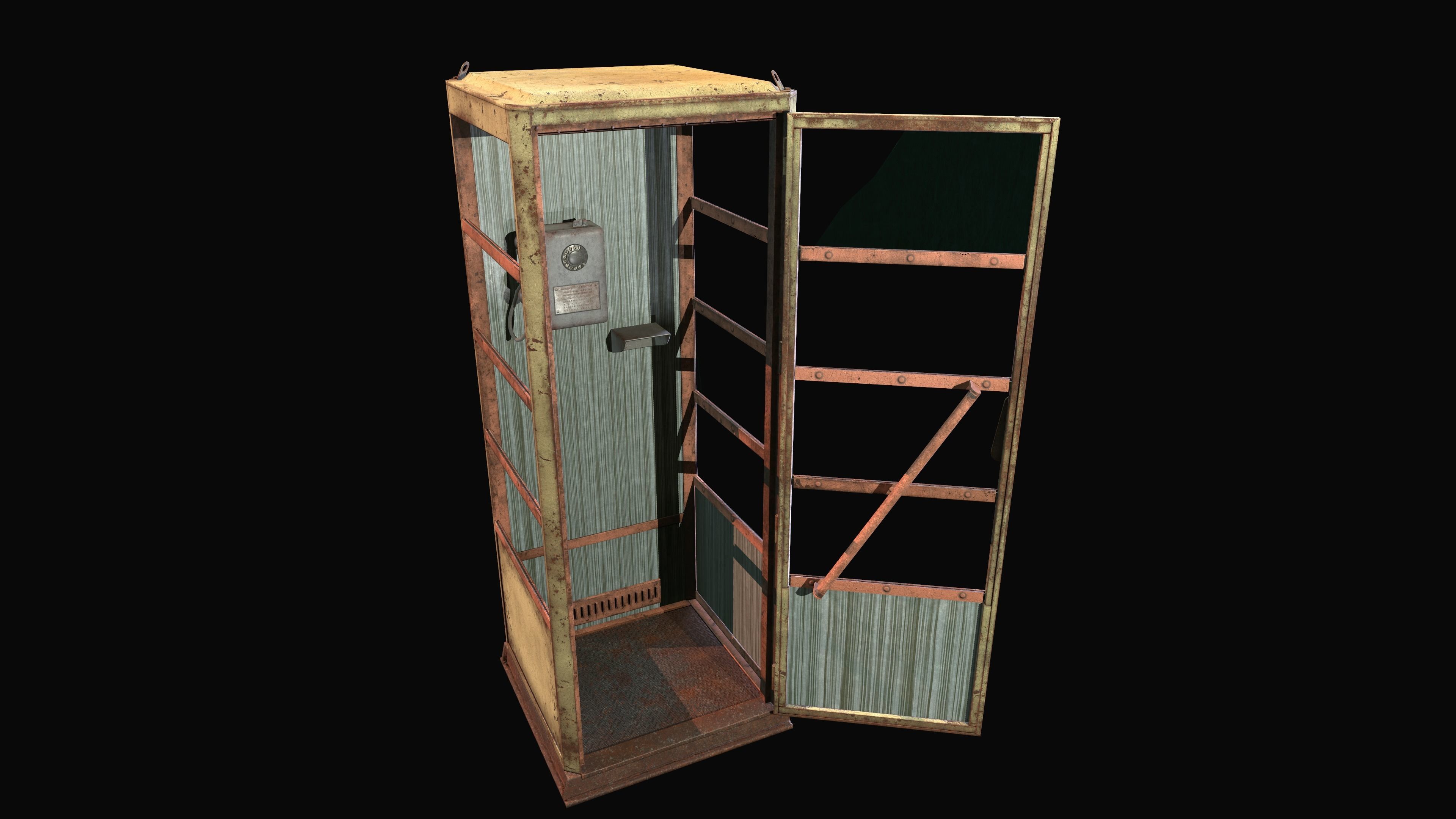 Soviet phone booth Game Ready PBR Low-poly 3D model_0