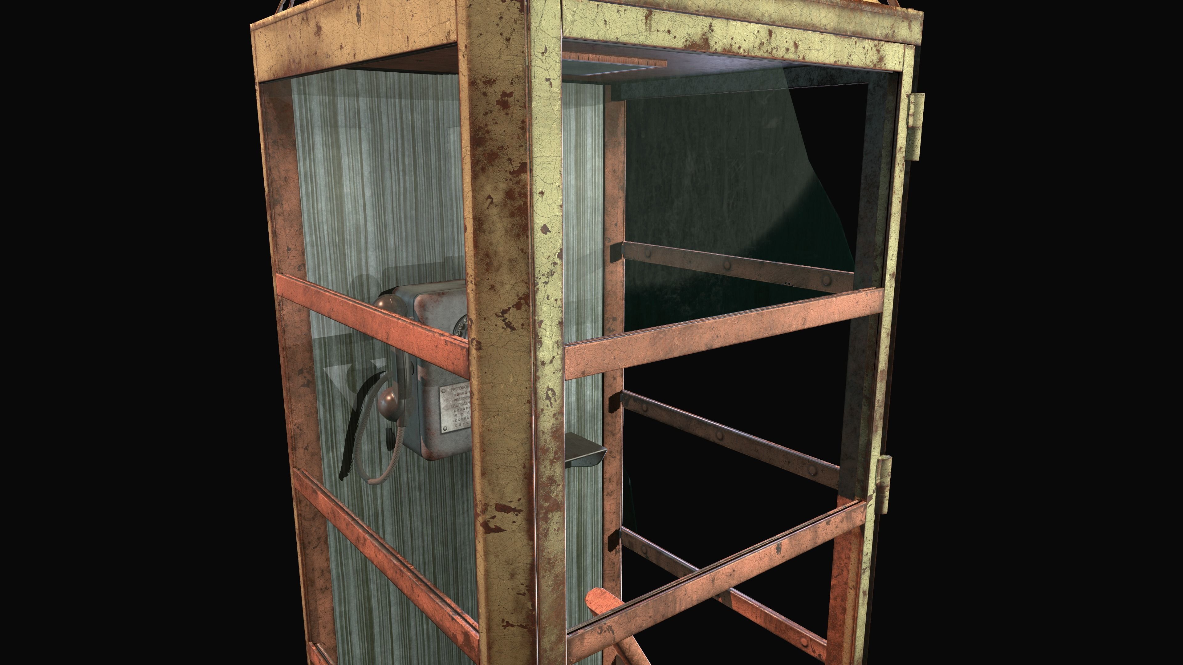 Soviet phone booth Game Ready PBR Low-poly 3D model_4