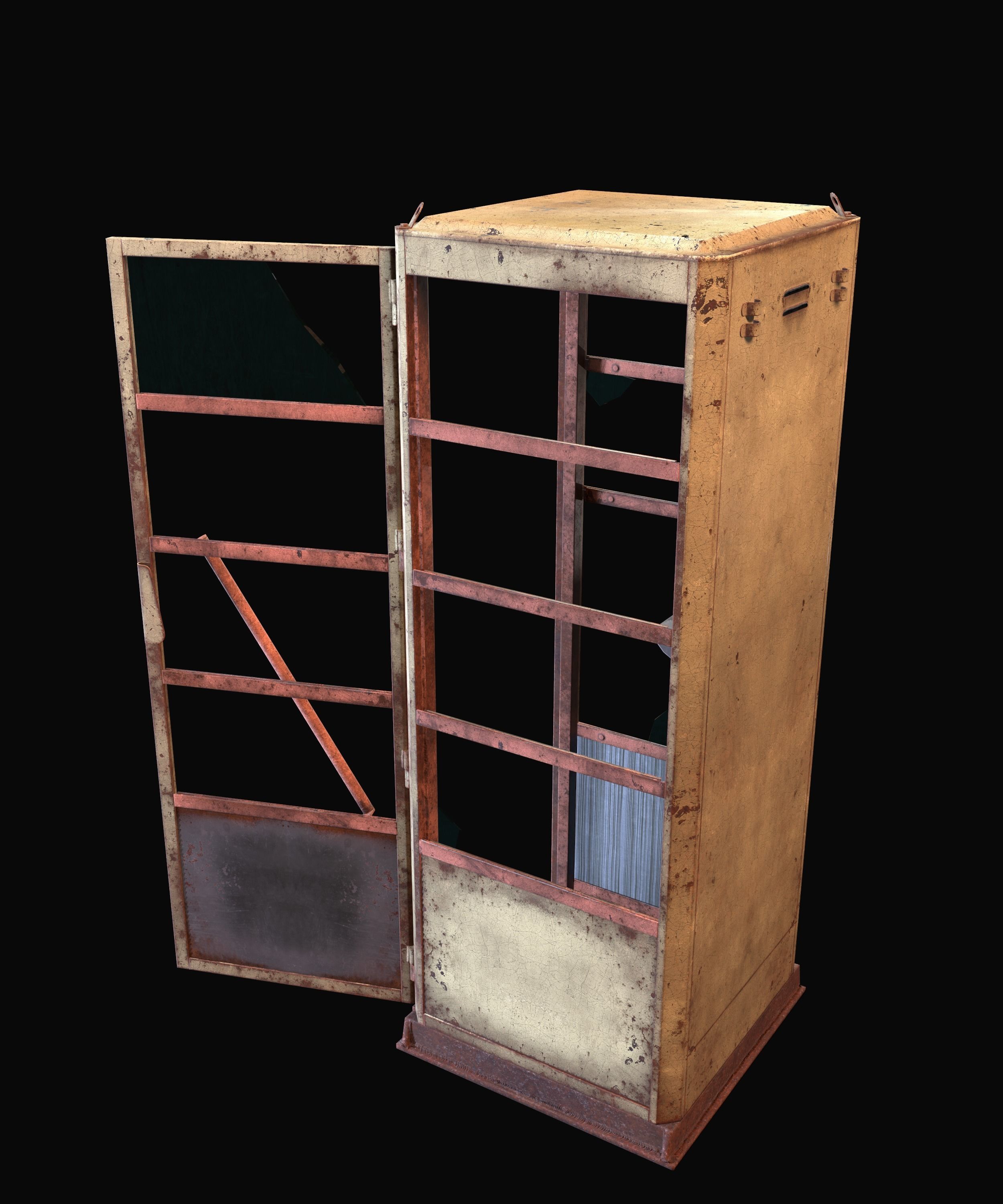 Soviet phone booth Game Ready PBR Low-poly 3D model_7