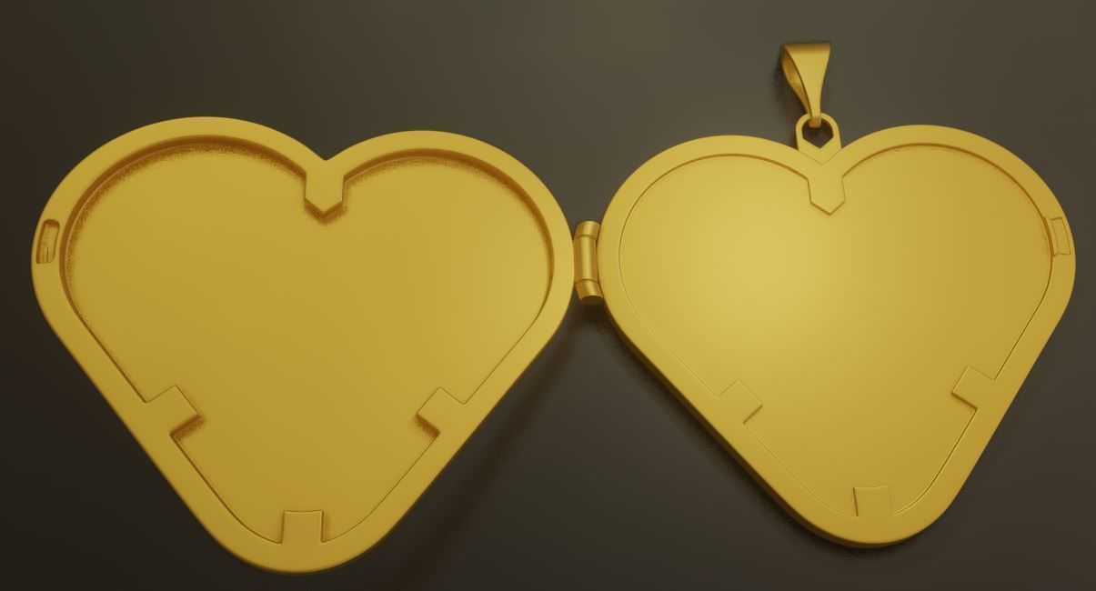 Gold Heart Shape pendant 3D model_5
