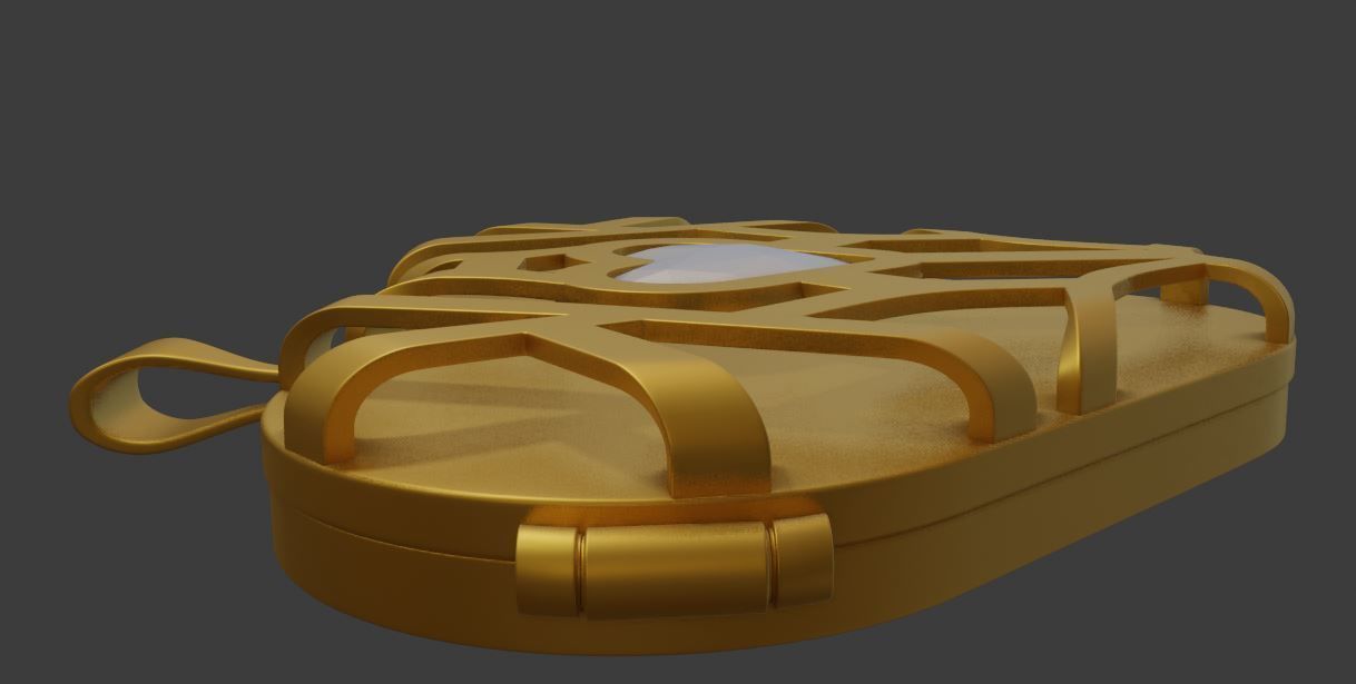 Gold Heart Shape pendant 3D model_7