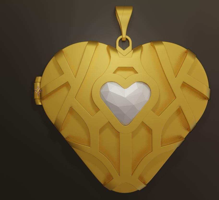 Gold Heart Shape pendant 3D model_6