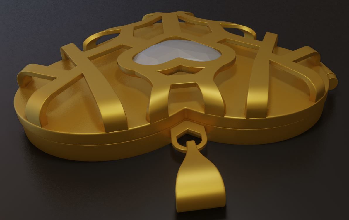 Gold Heart Shape pendant 3D model_1