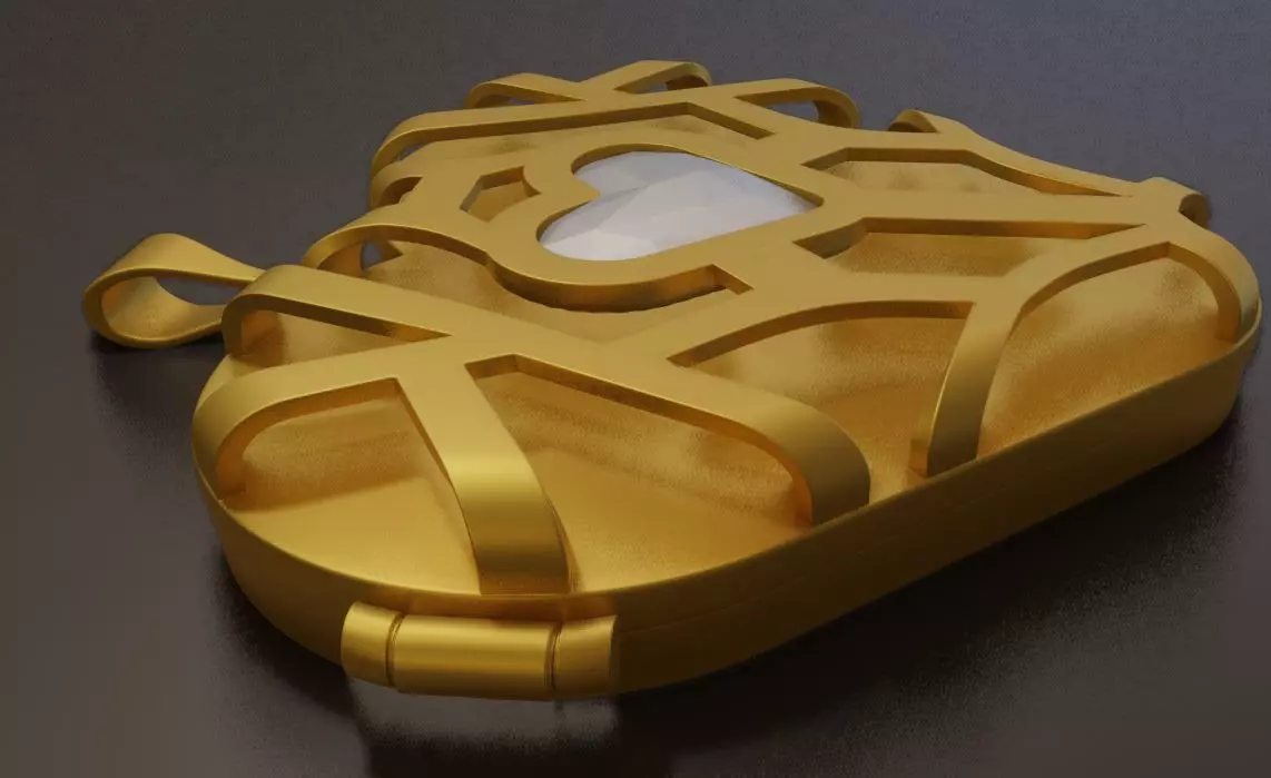 Gold Heart Shape pendant 3D model_0