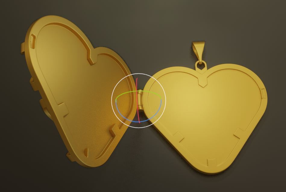 Gold Heart Shape pendant 3D model_4