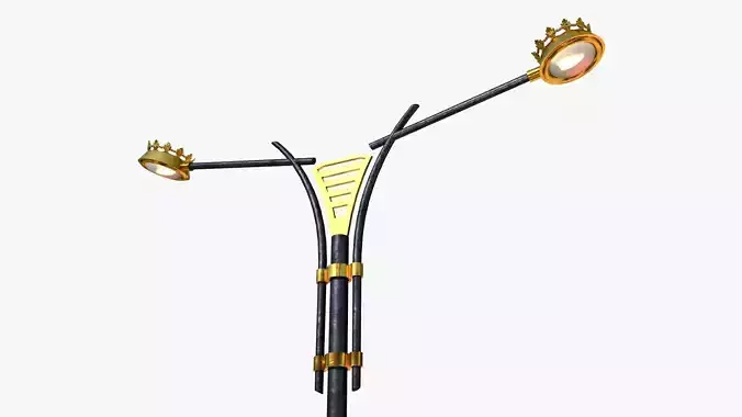 Cast iron modern street light lamp with 2 luminaries