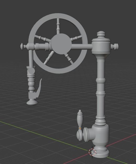 Kitchen faucet steampunk 12 scale 3D print model_3