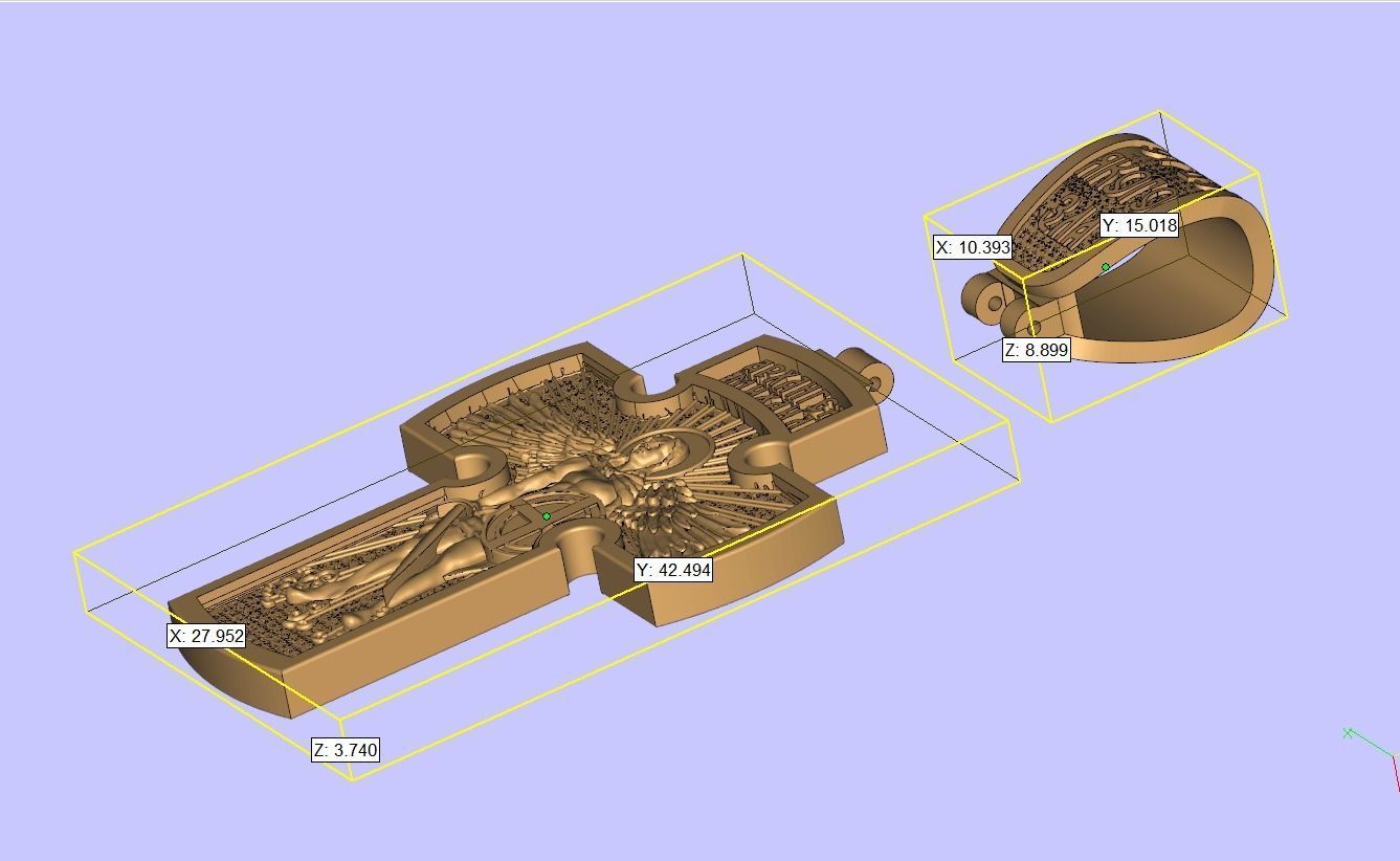 Jesus Christ and Archangel Michael two sided cross  3D print model_6
