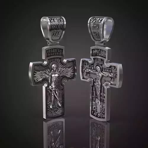 Jesus Christ and Archangel Michael two sided cross  3D print model