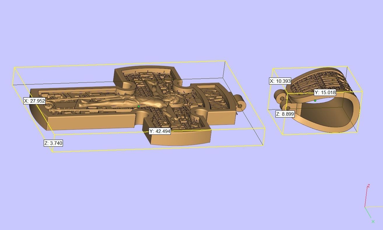 Jesus Christ and Archangel Michael two sided cross  3D print model_5