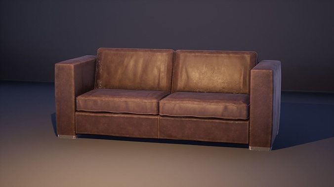Leather Sofa - PBR 2K Textures Low-poly 3D model