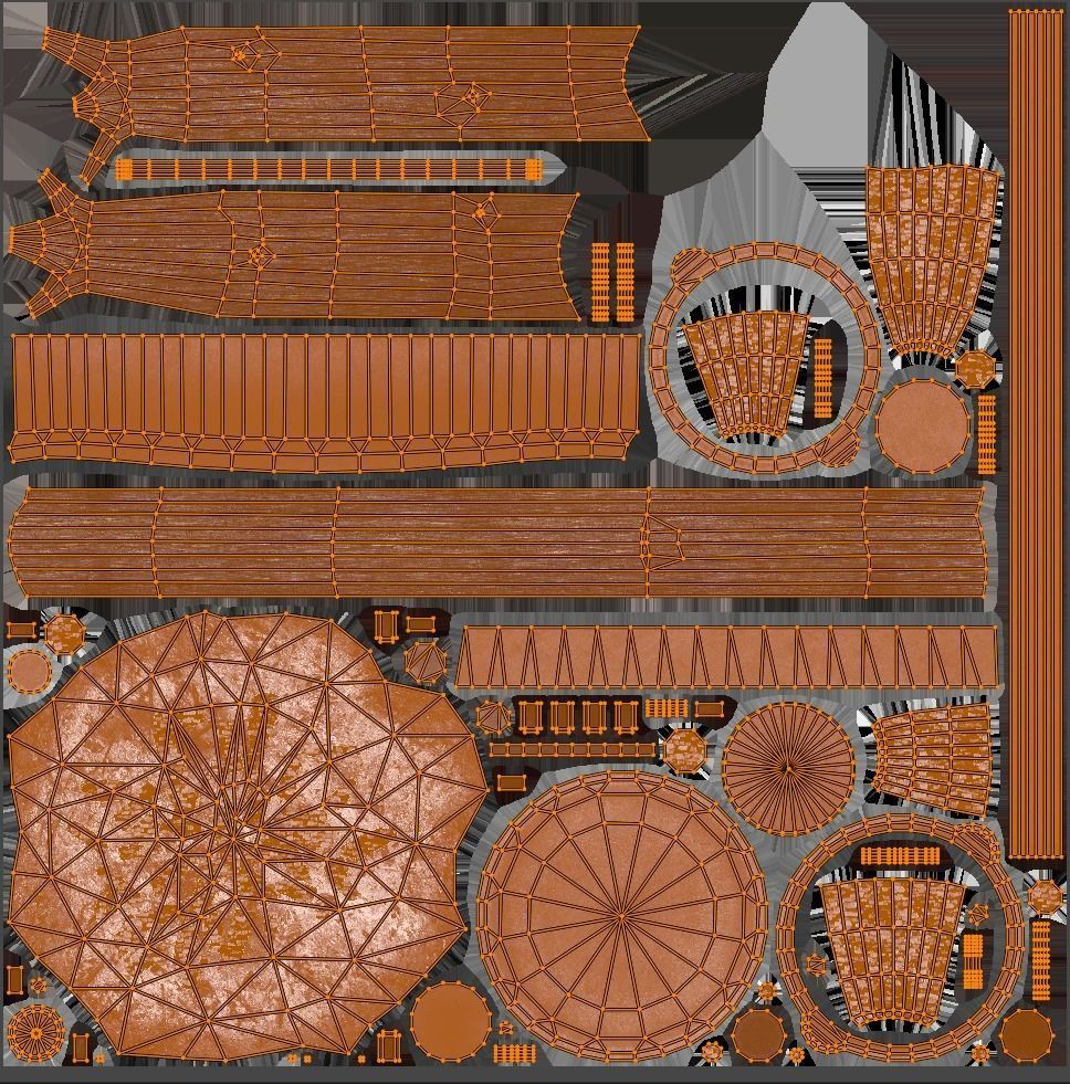 Bonfire with Bowler Low-poly 3D model_13